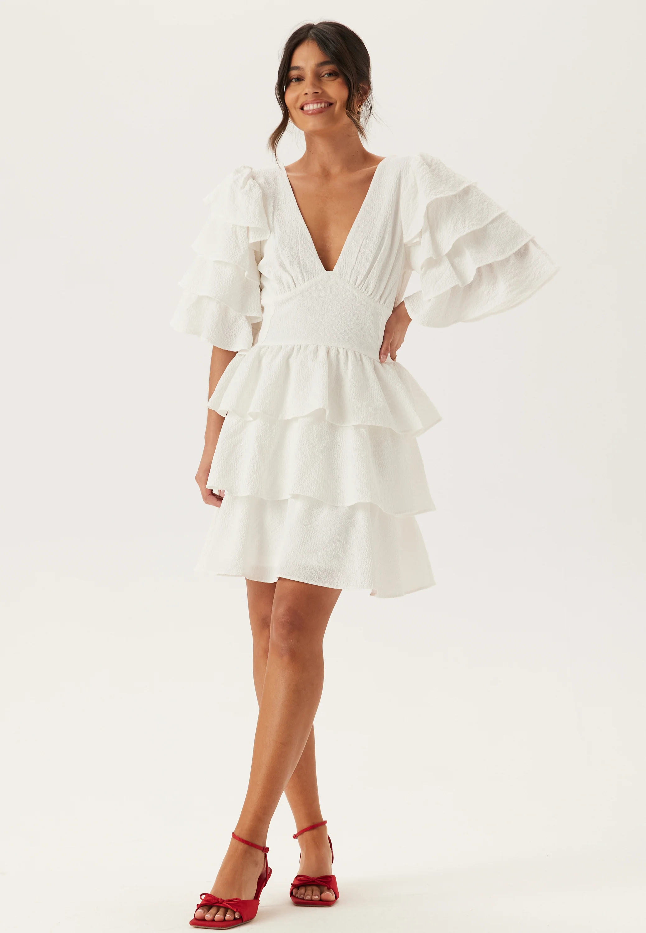 Frilled Sleeve Short Dress - Image 6