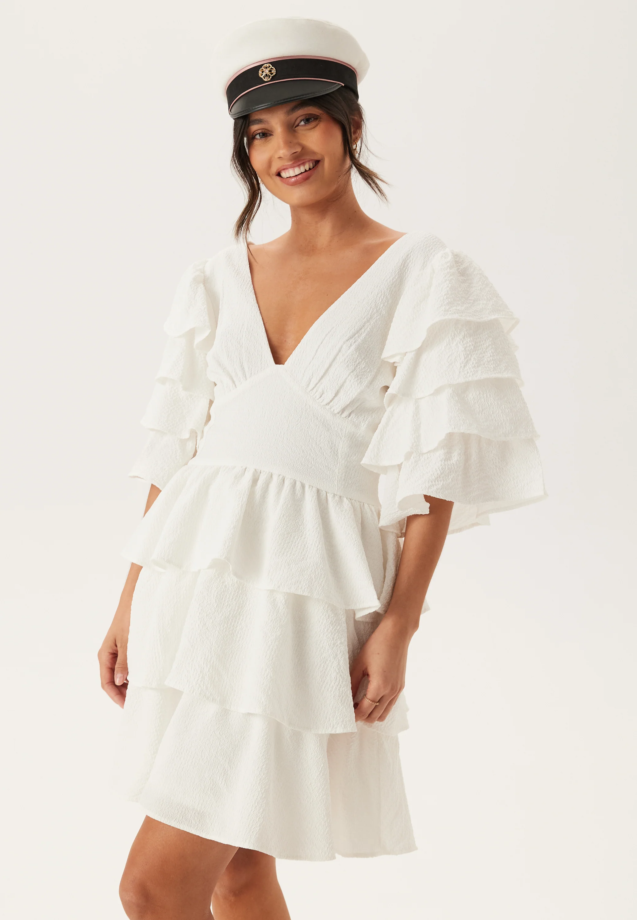 Frilled Sleeve Short Dress - Image 7