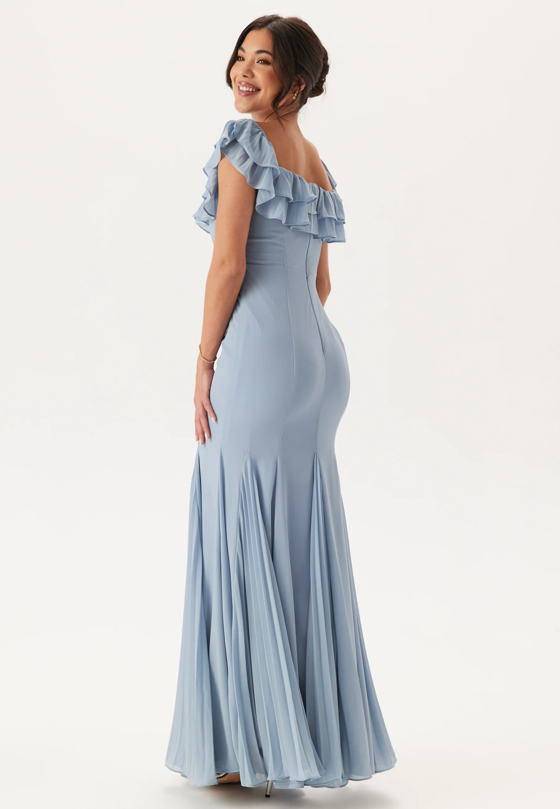 Frilly Chiffon Off Shoulder Maxi Dress - Image 5