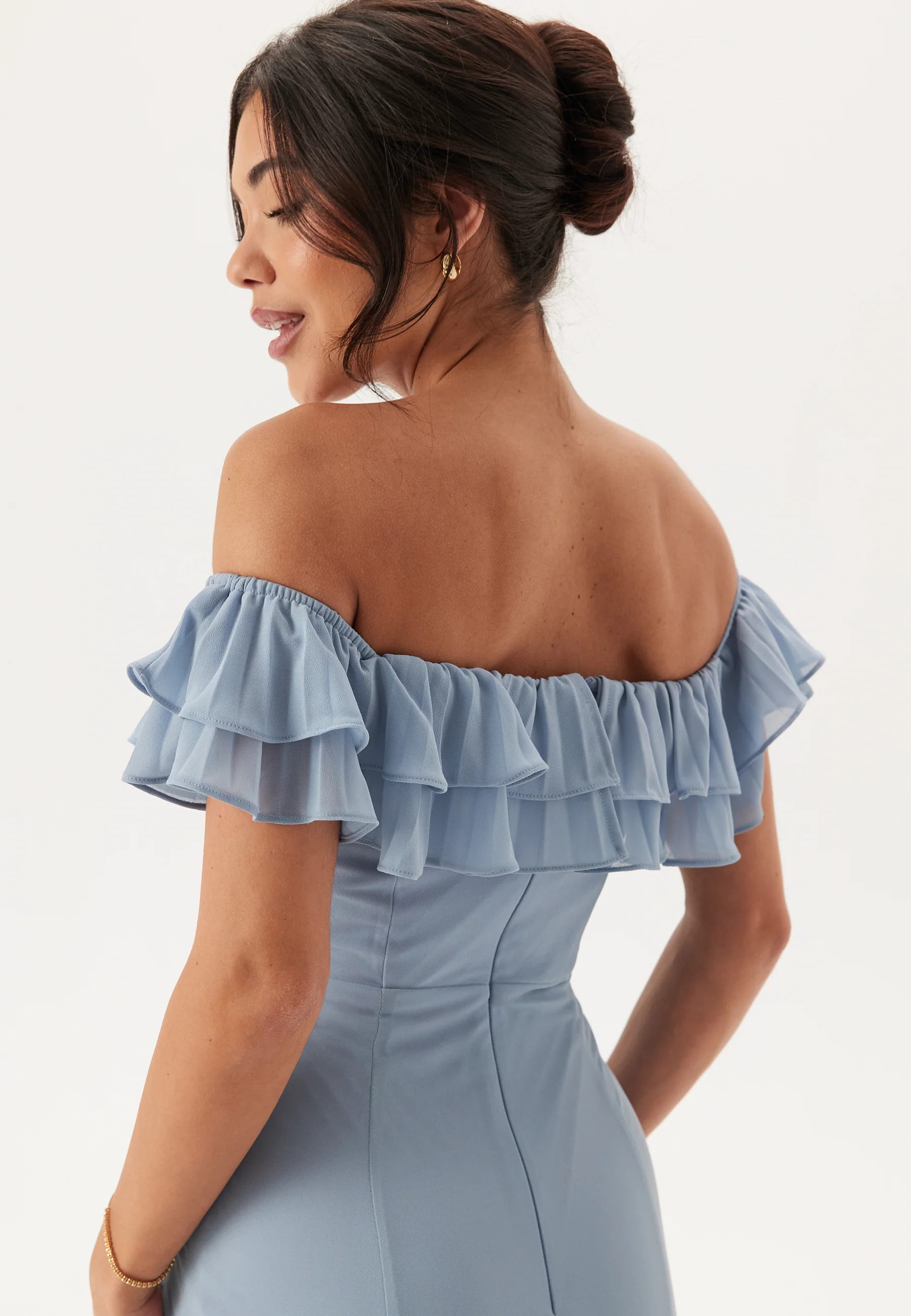 Frilly Chiffon Off Shoulder Maxi Dress - Image 7