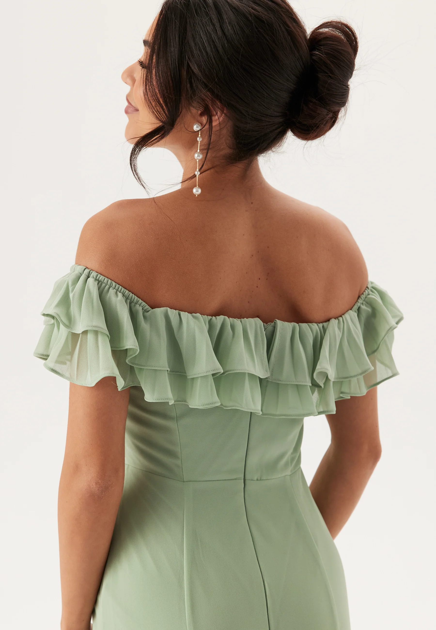 Frilly Chiffon Off Shoulder Maxi Dress - Image 6