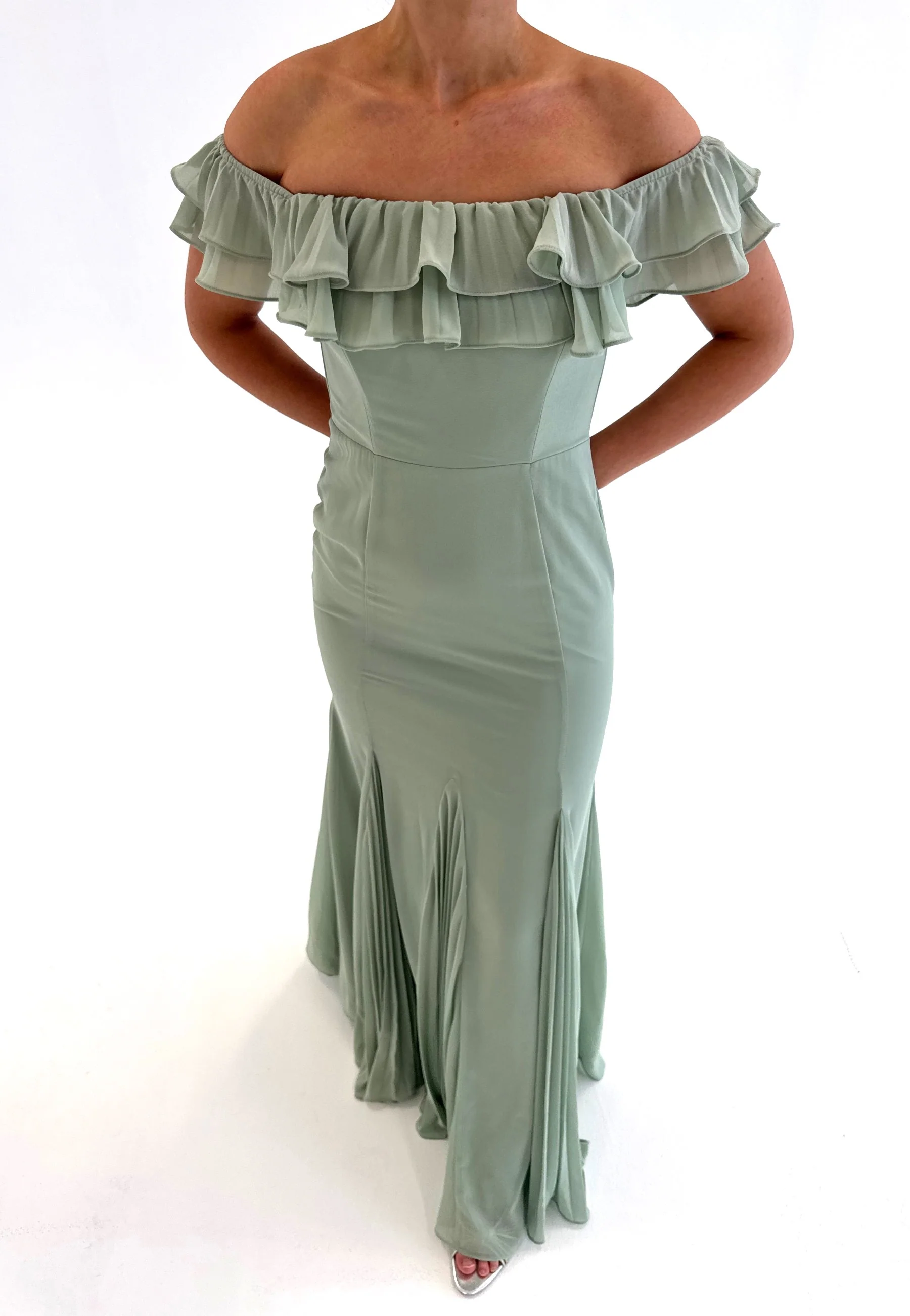 Frilly Chiffon Off Shoulder Maxi Dress - Image 8