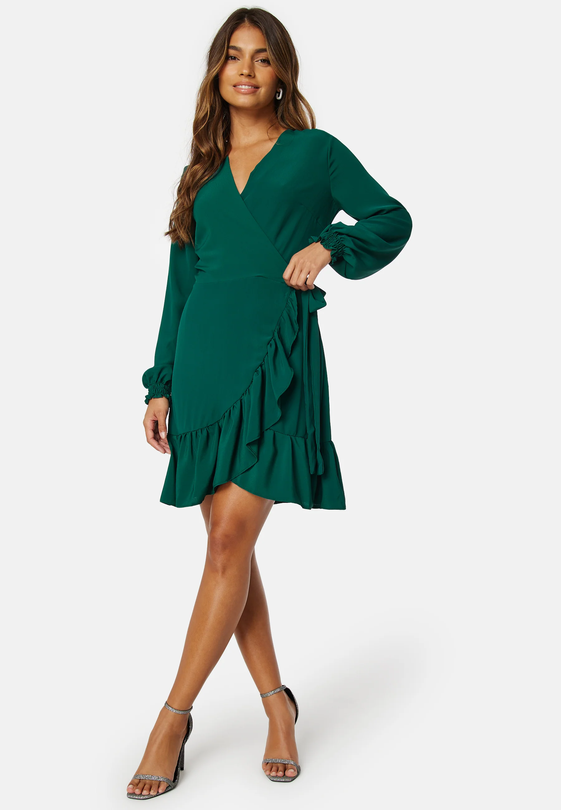 Frilly Wrap Mini Dress - Image 3