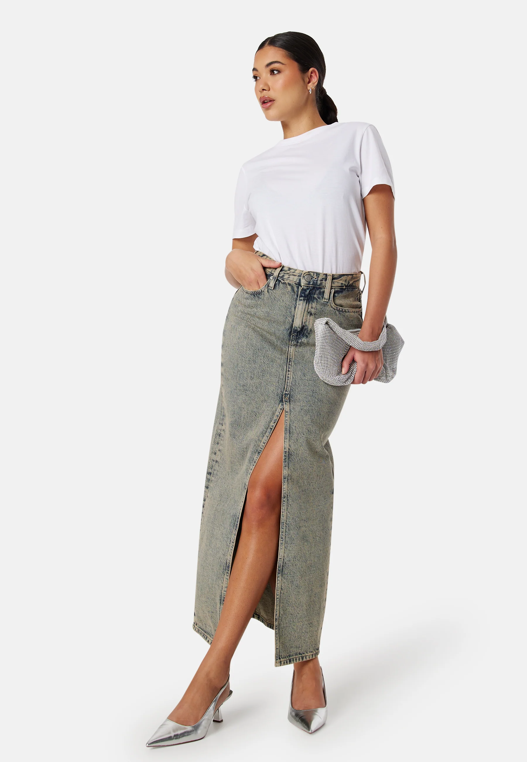 Front Split Maxi Denim Skirt - Image 2