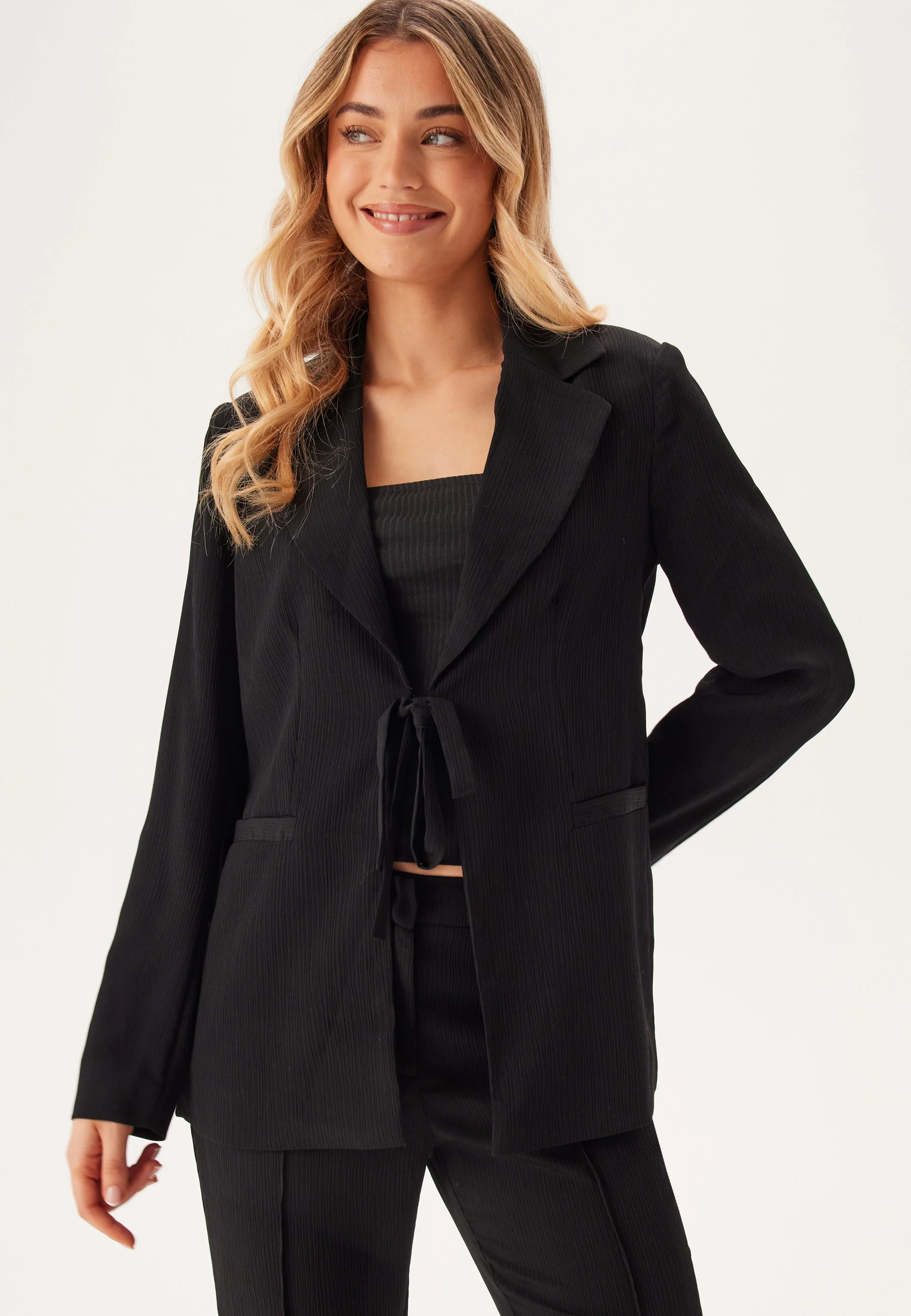 Front Tie Structured Blazer - Image 2