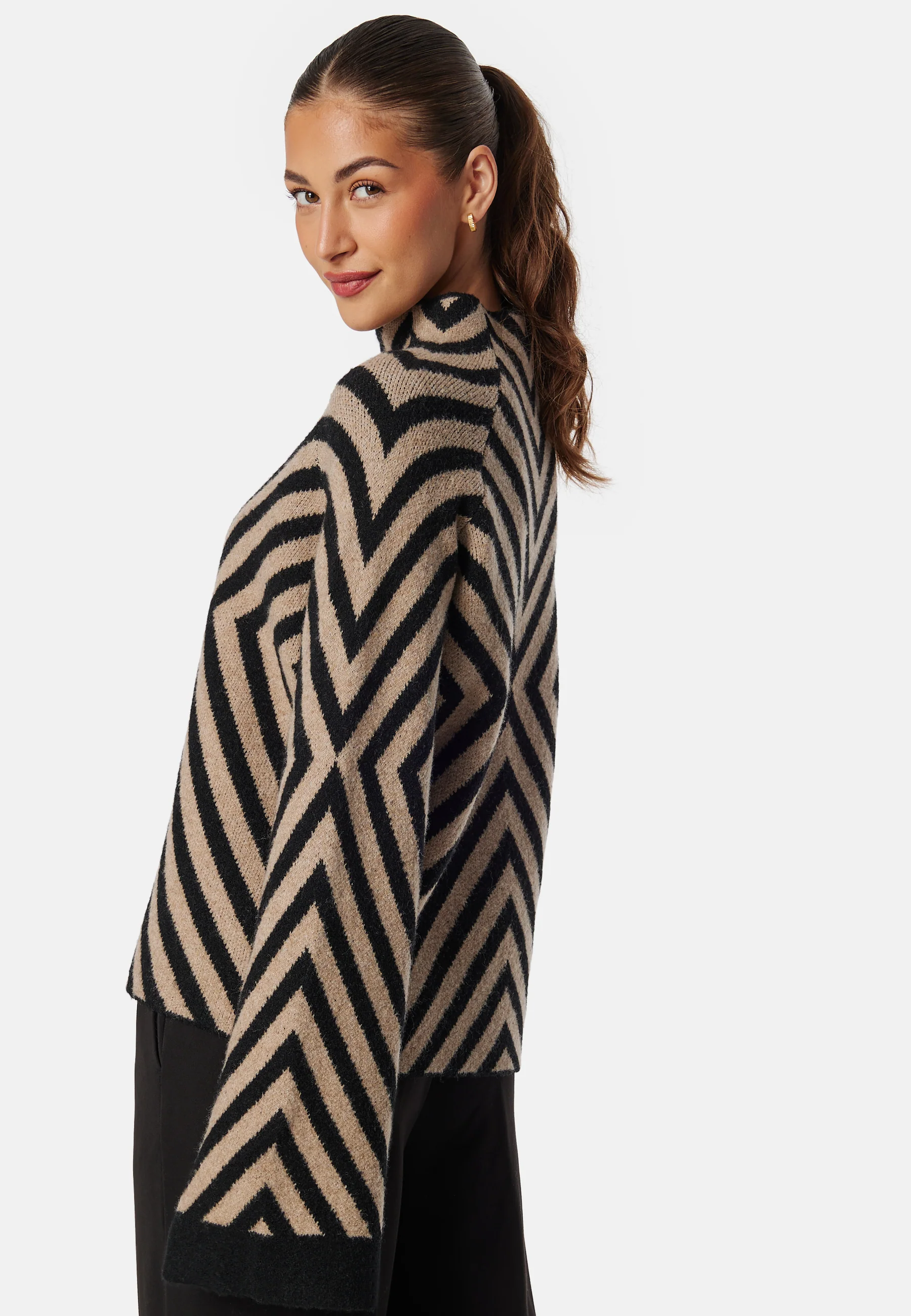 Funnel Neck Knitted Sweater - Image 3