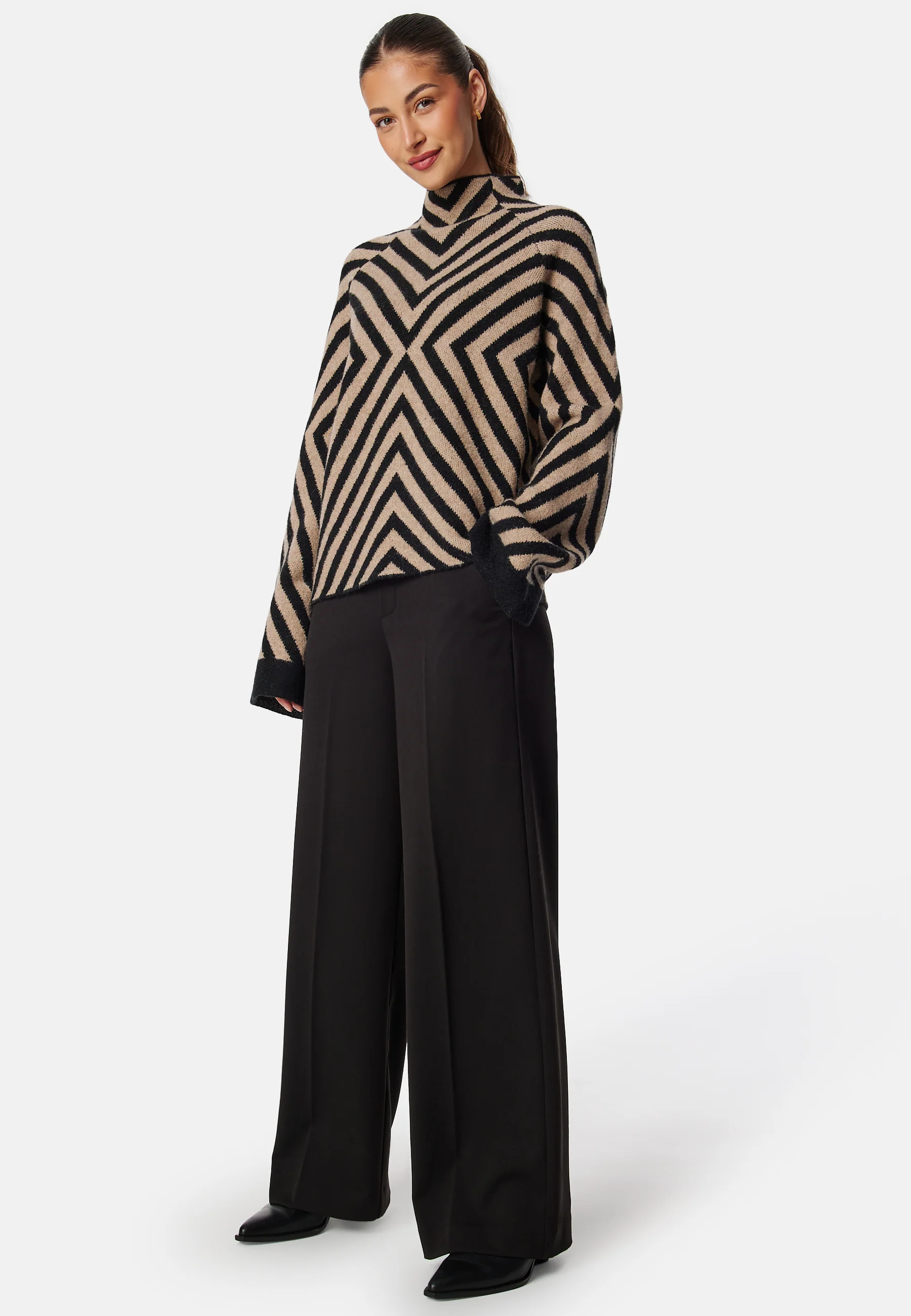 Funnel Neck Knitted Sweater - Image 4