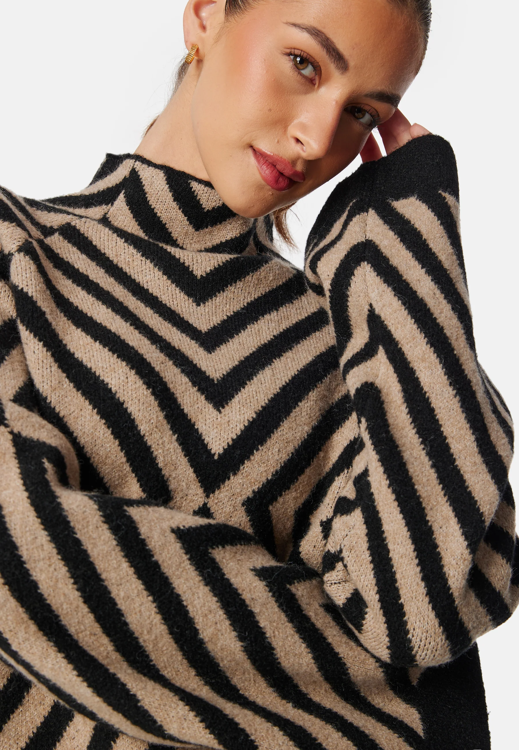 Funnel Neck Knitted Sweater - Image 5