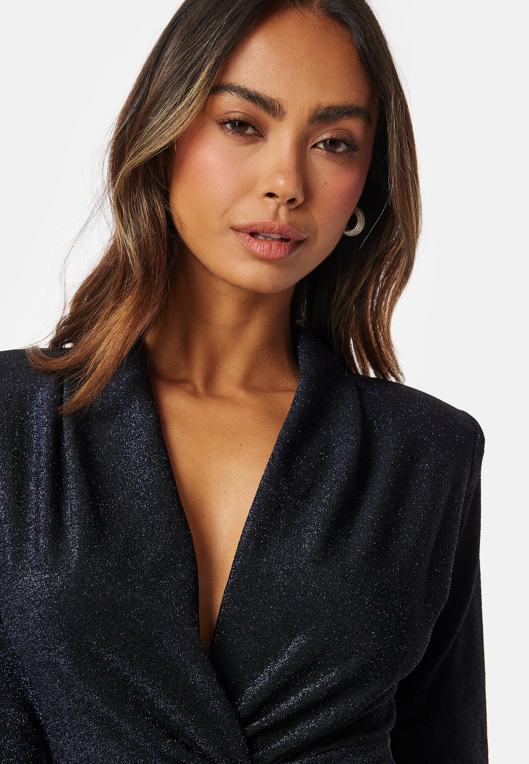 Glitter Long Sleeve Rouch Dress - Image 3