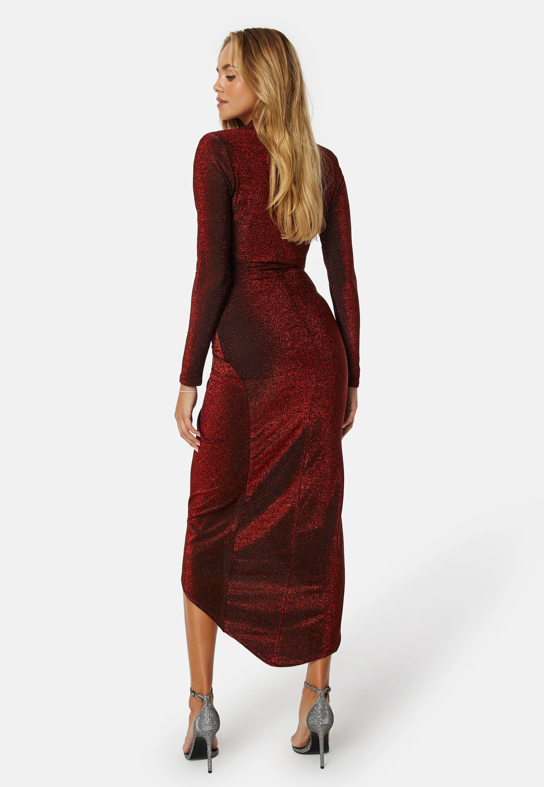 Glitter Long Sleeve Rouch Dress - Image 2