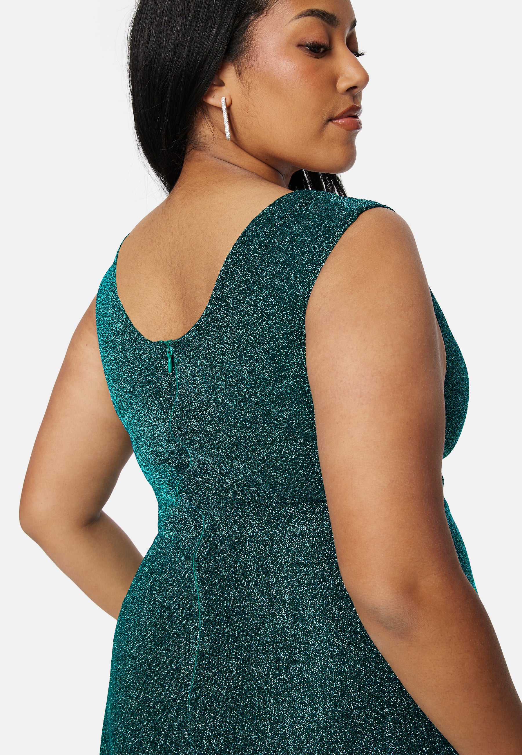 Glitter Wrap Front Maxi Curve Dress With Split - Image 3
