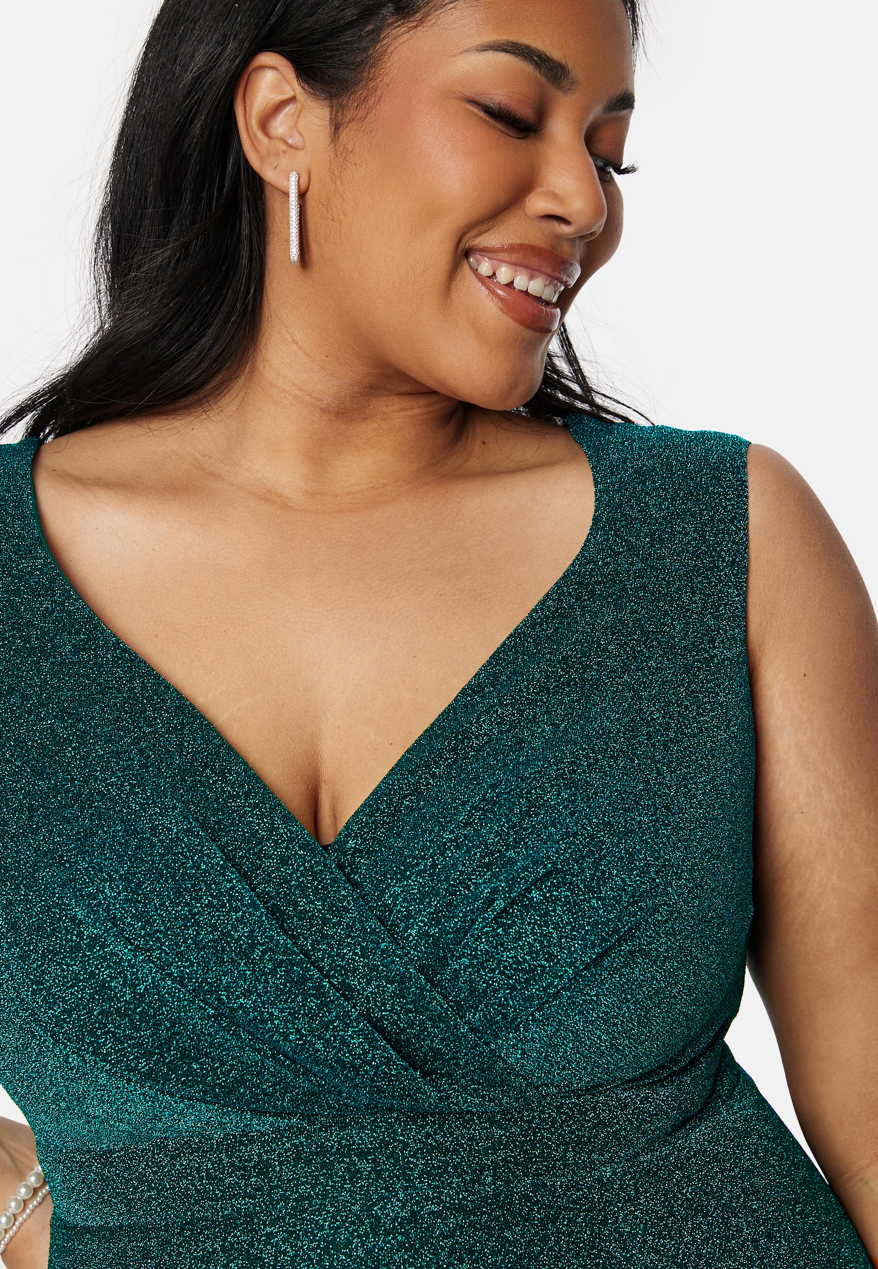 Glitter Wrap Front Maxi Curve Dress With Split - Image 4