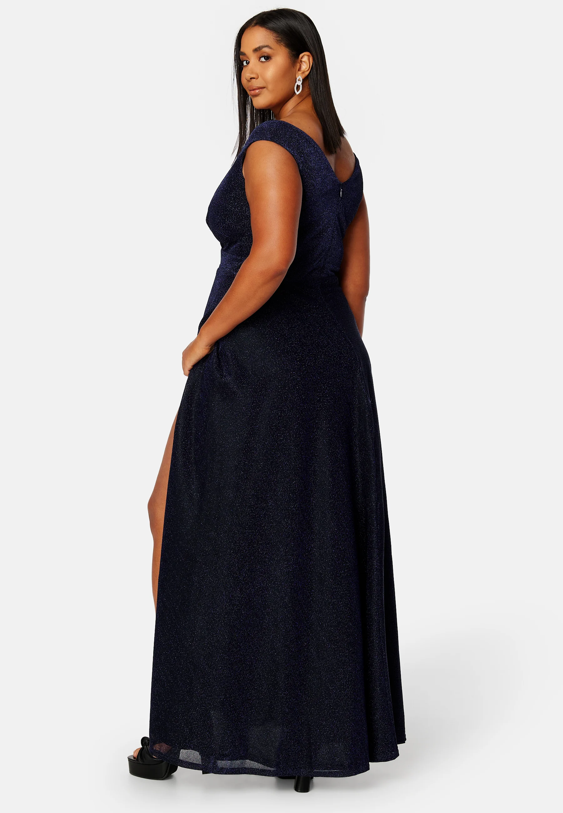 Glitter Wrap Front Maxi Curve Dress With Split - Image 2