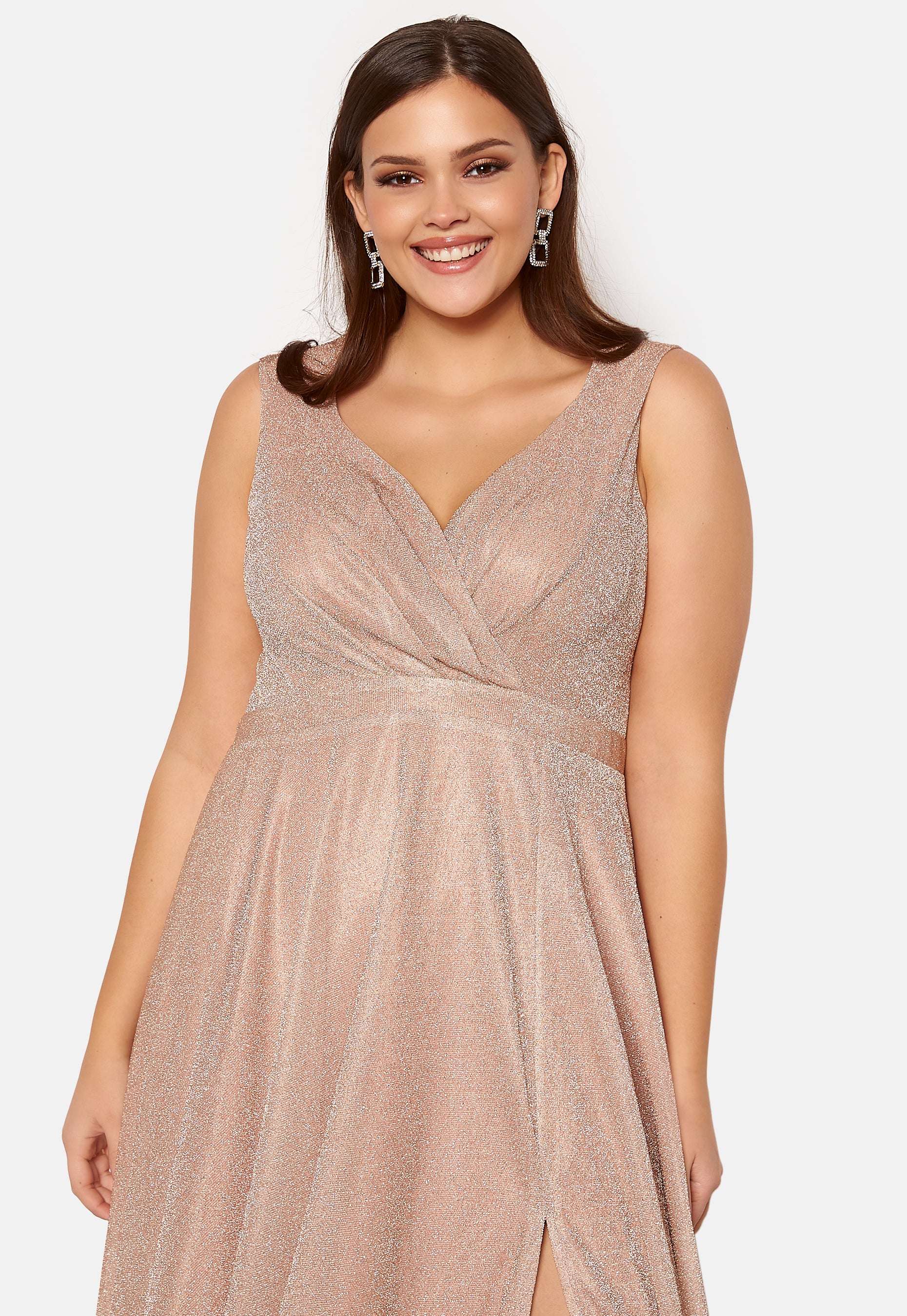 Glitter Wrap Front Maxi Curve Dress With Split - Image 4