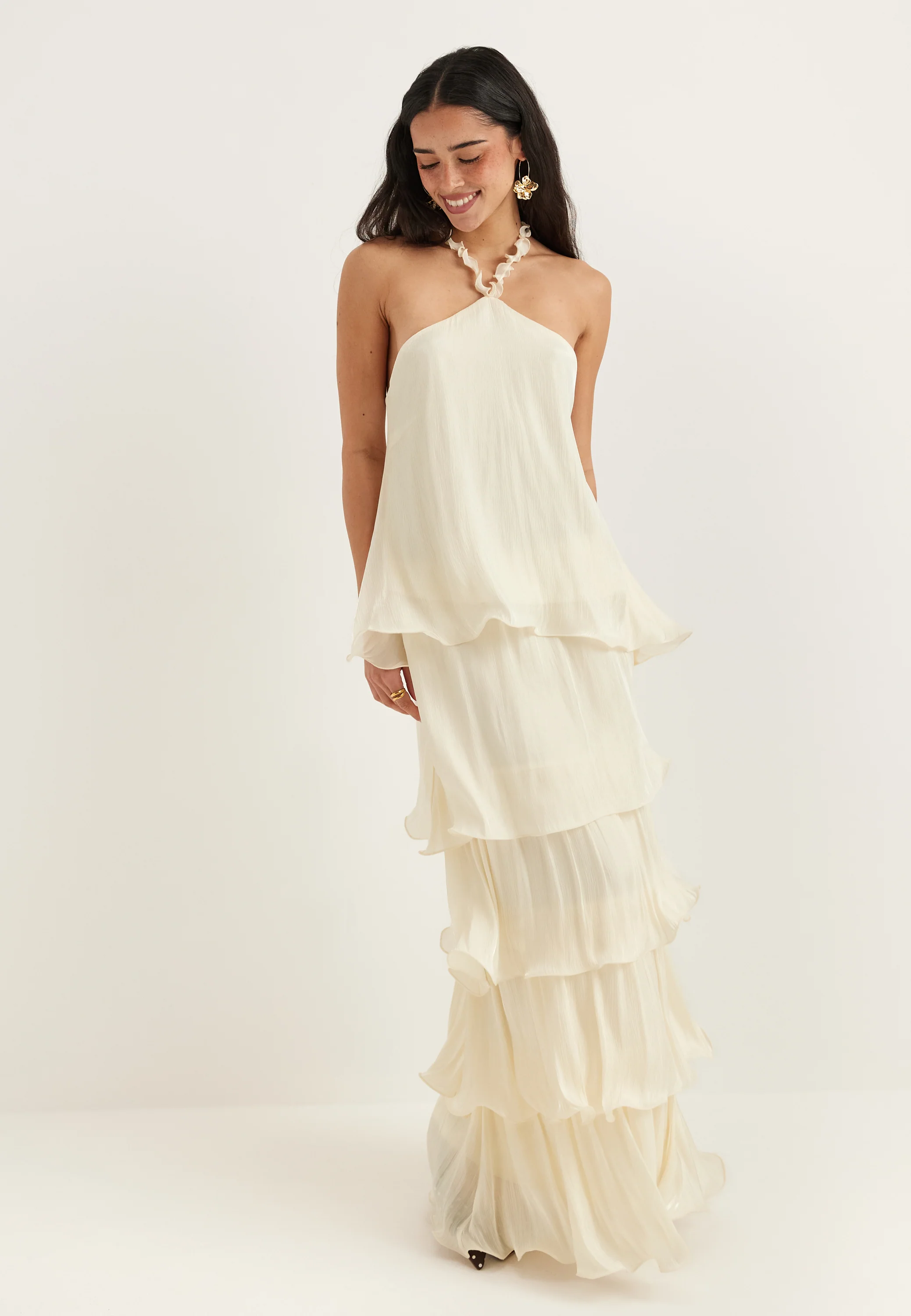 Halterneck Shimmer Flounce Top - Image 3