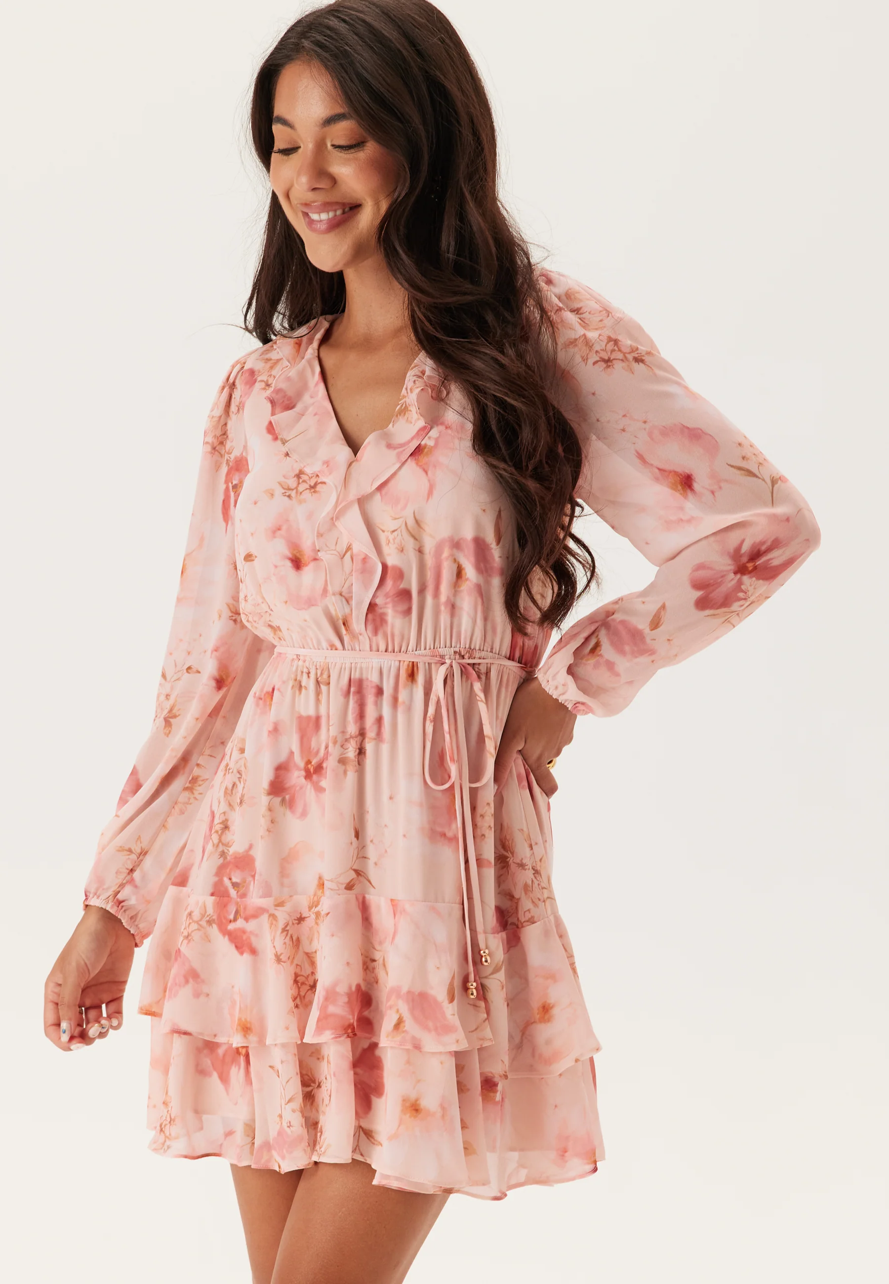 Heather Ruffle Long Sleeve Mini - Image 2
