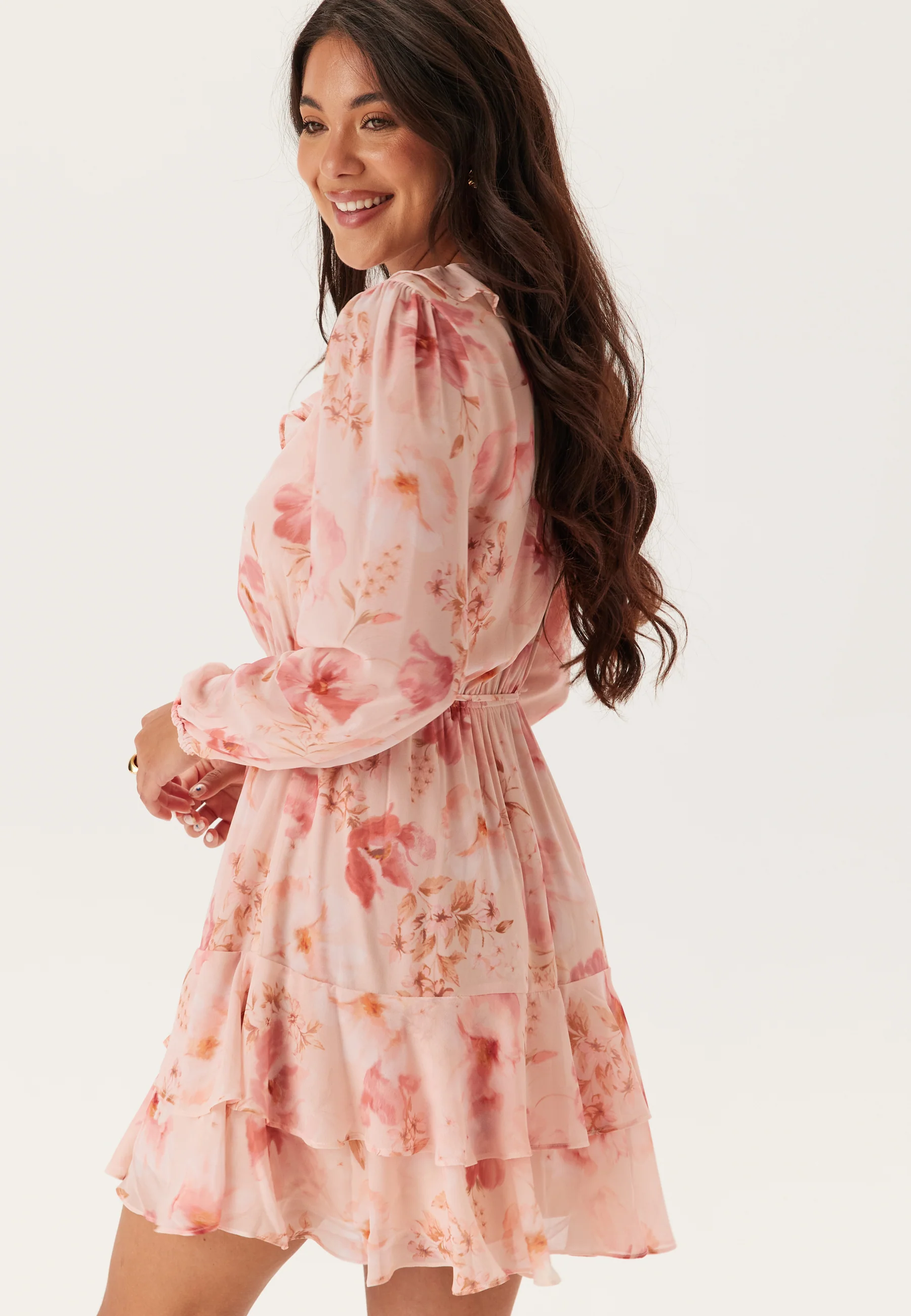 Heather Ruffle Long Sleeve Mini - Image 3