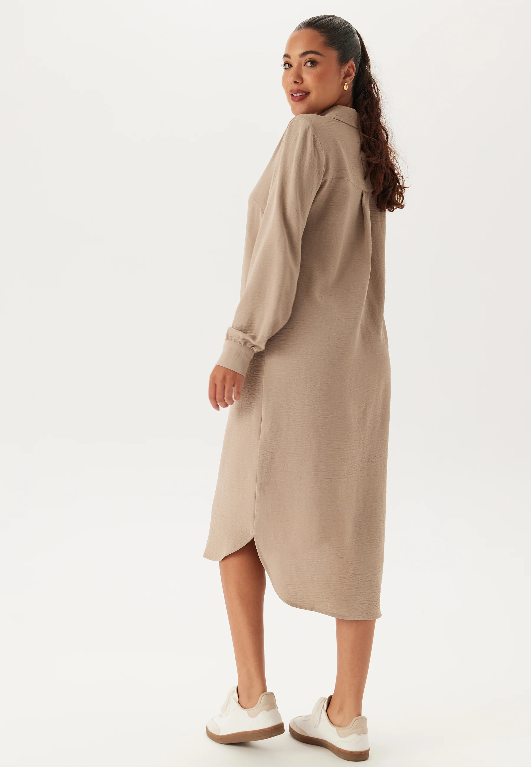 Hidden Button Shirt Dress - Image 3
