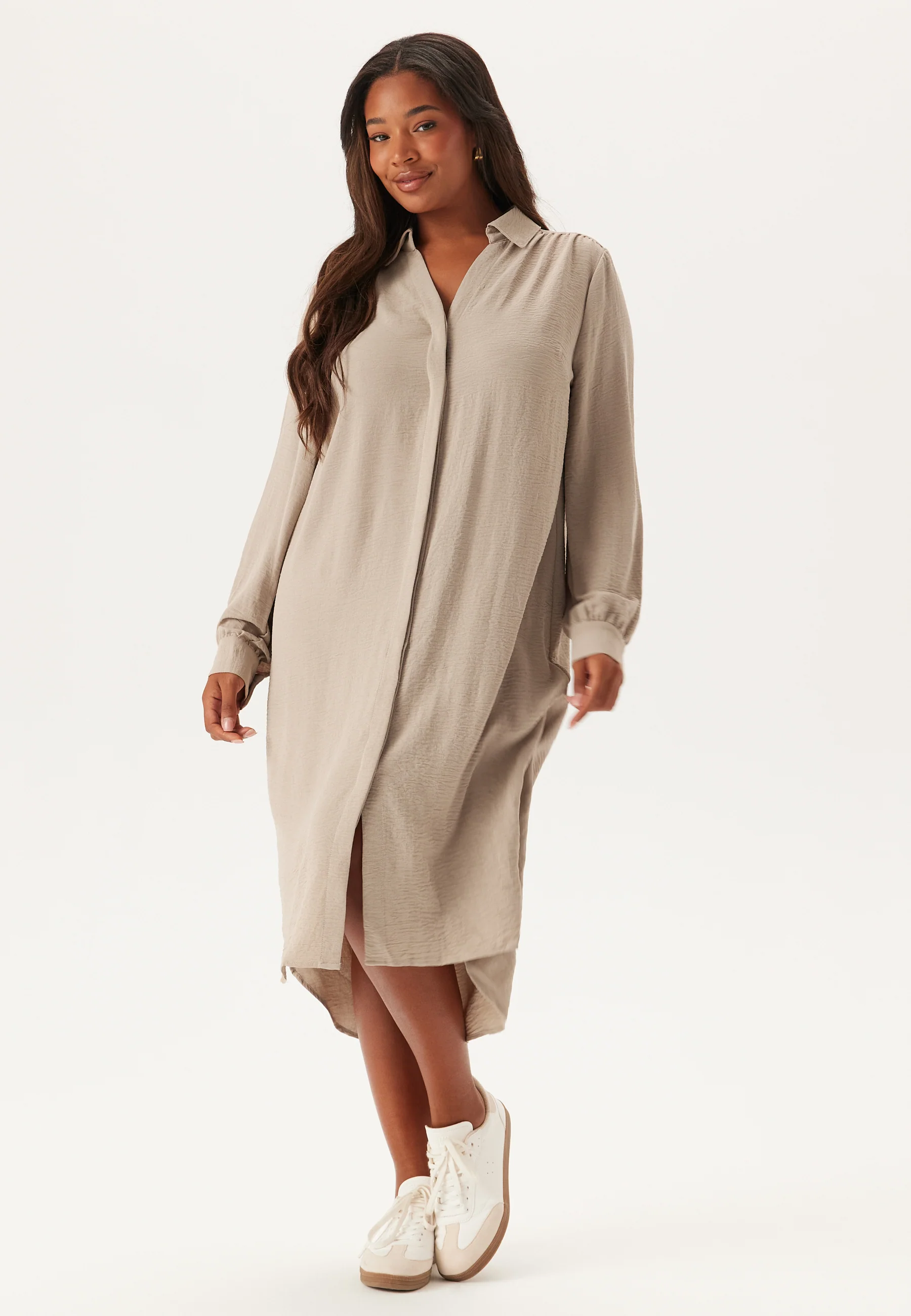 Hidden Button Shirt Dress - Image 5