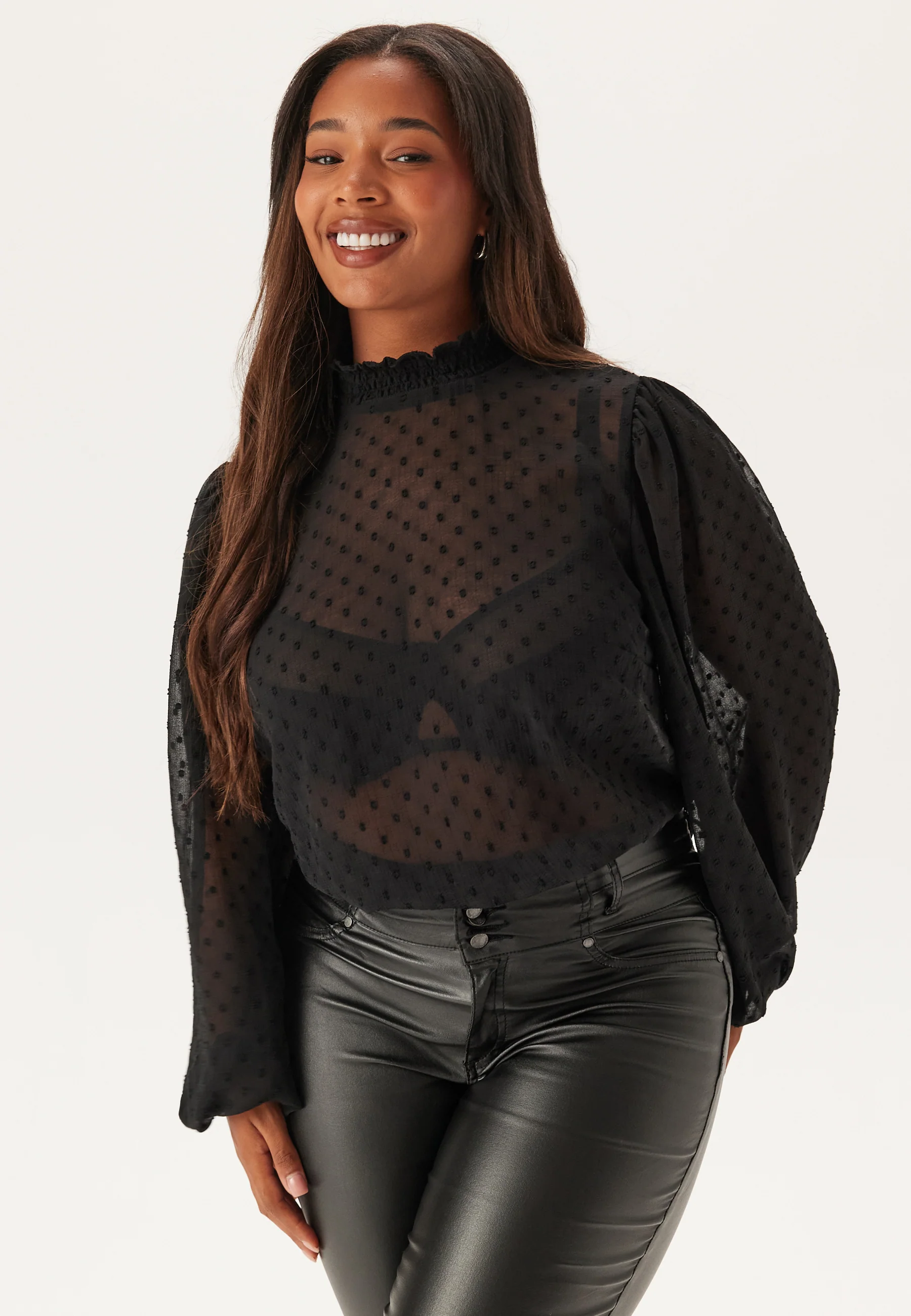 High Neck Dobby Blouse - Image 4