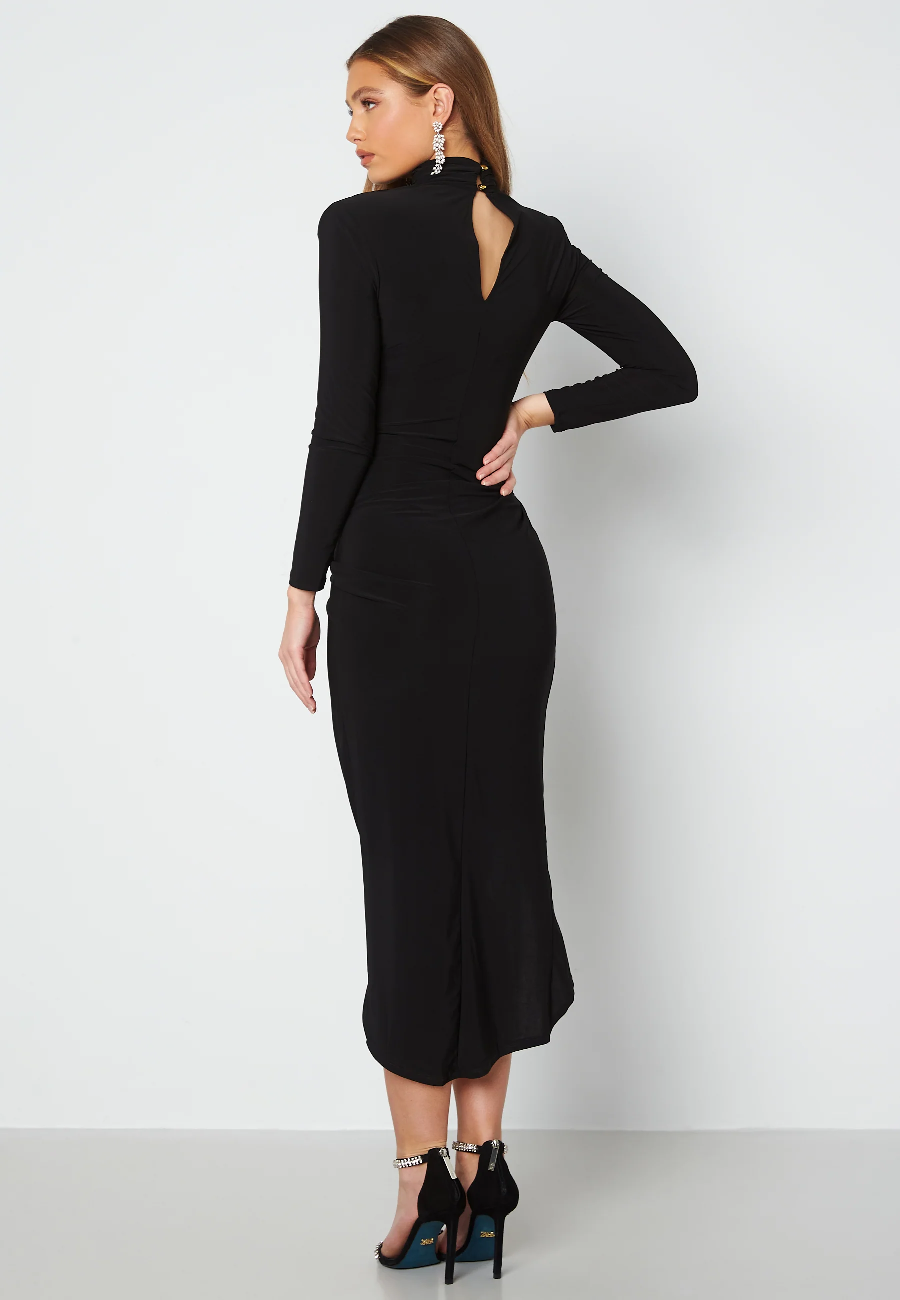 High Neck Rouch Maxi Dress - Image 2