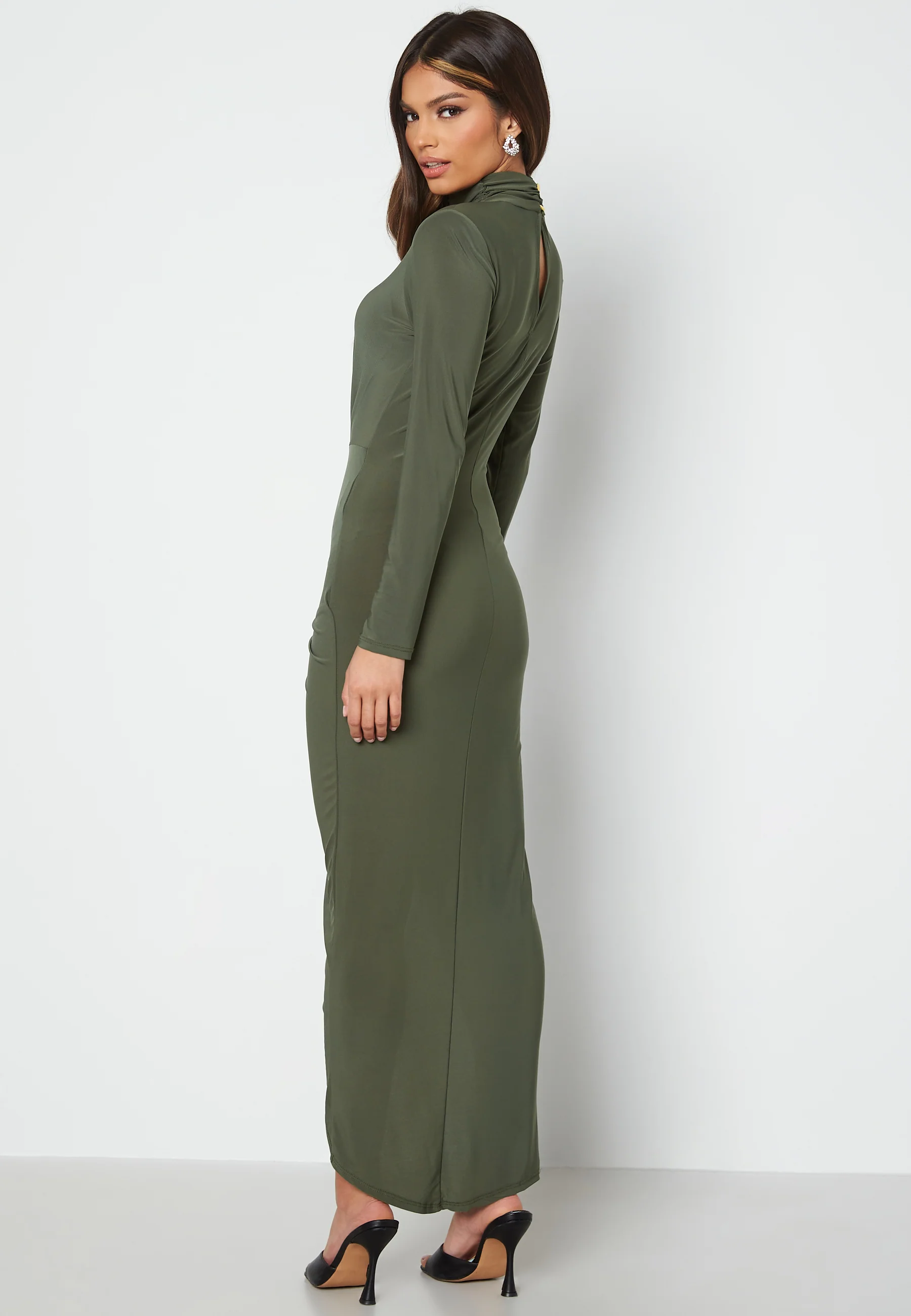High Neck Rouch Maxi Dress - Image 2