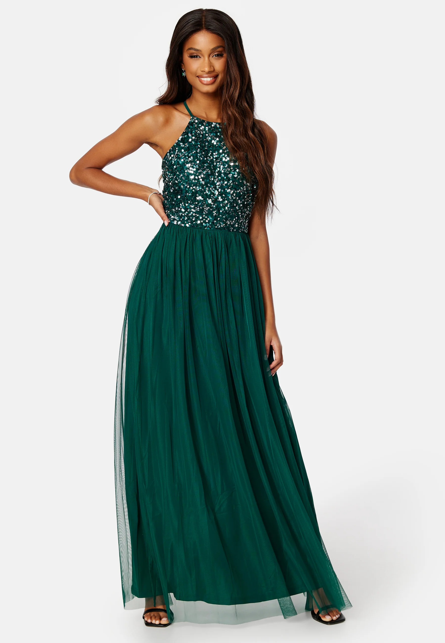 High Neck Sequin Maxi Dress - Image 3