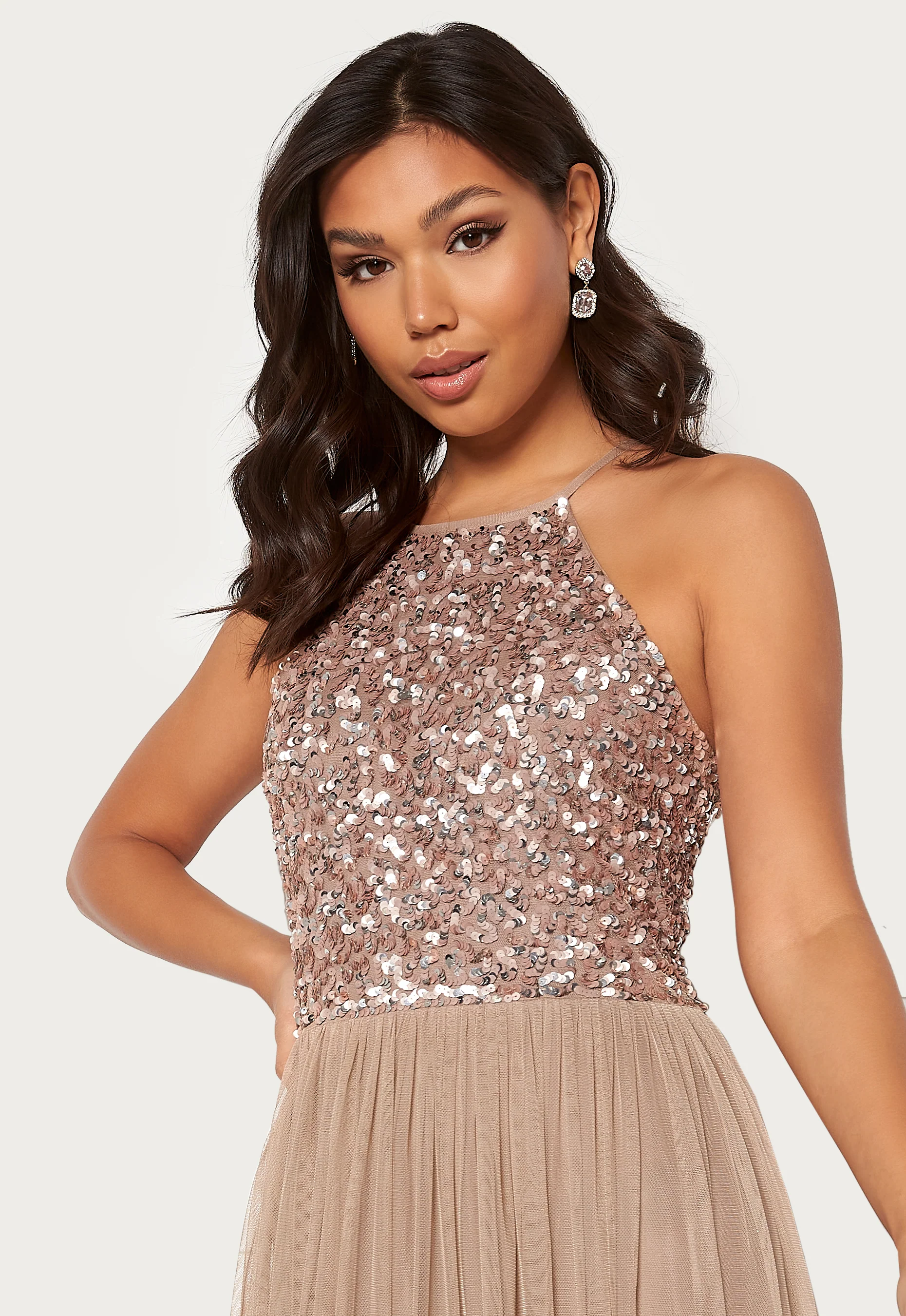High Neck Sequin Maxi Dress - Image 4