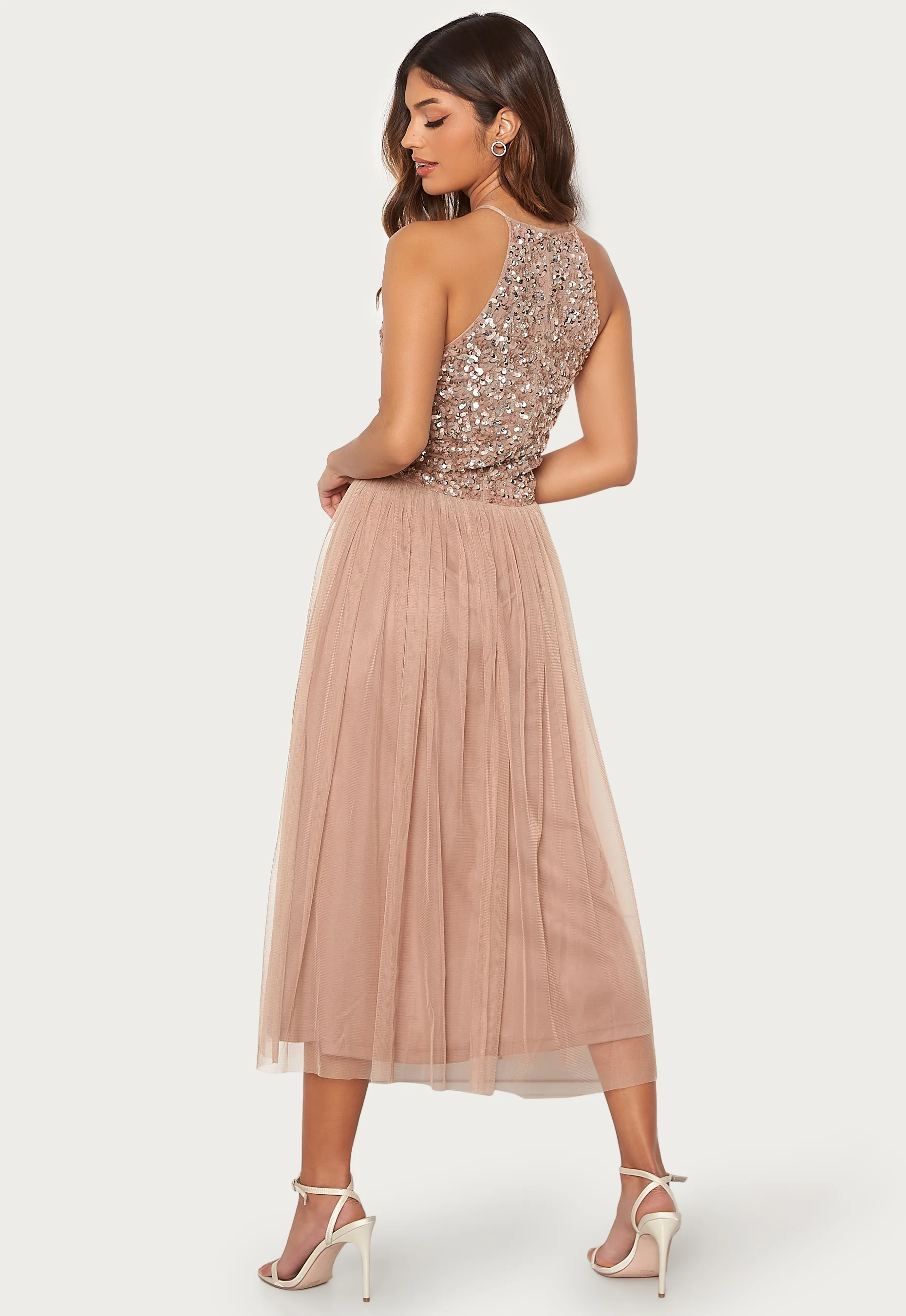 High Neck Sequin Midi Dress - Image 3