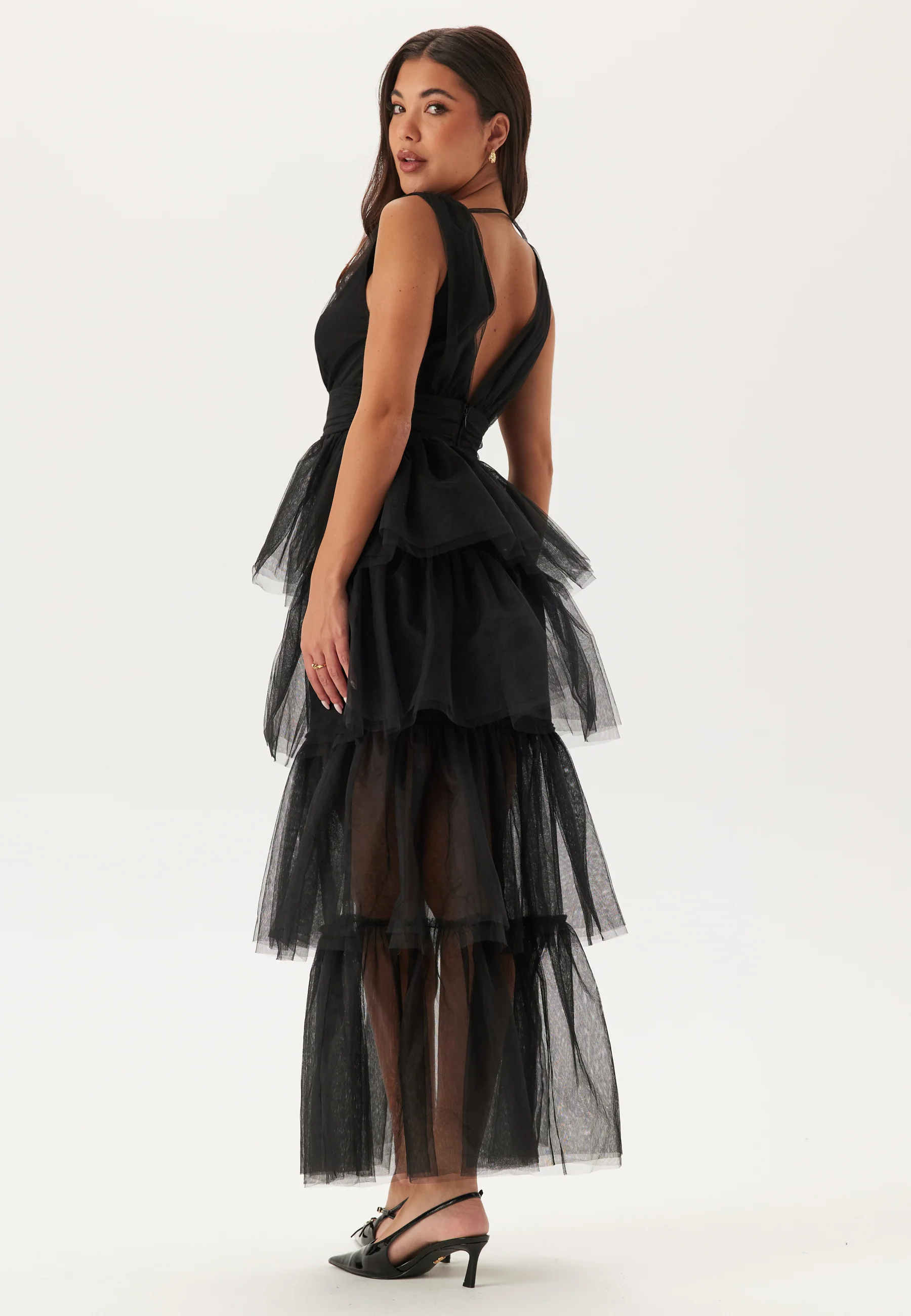 High Slit Tulle Maxi Dress - Image 3