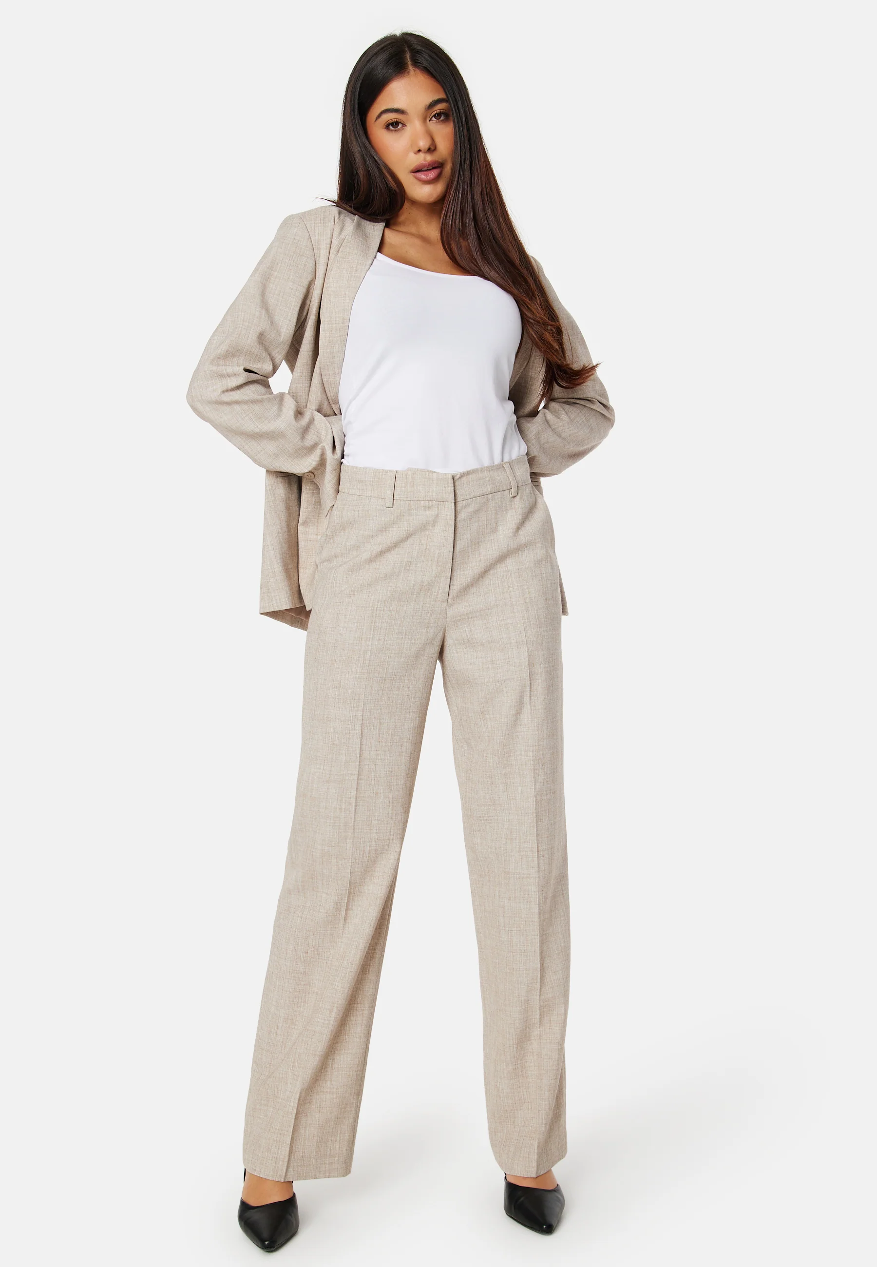 High Waist Melange Suit Pants - Image 4