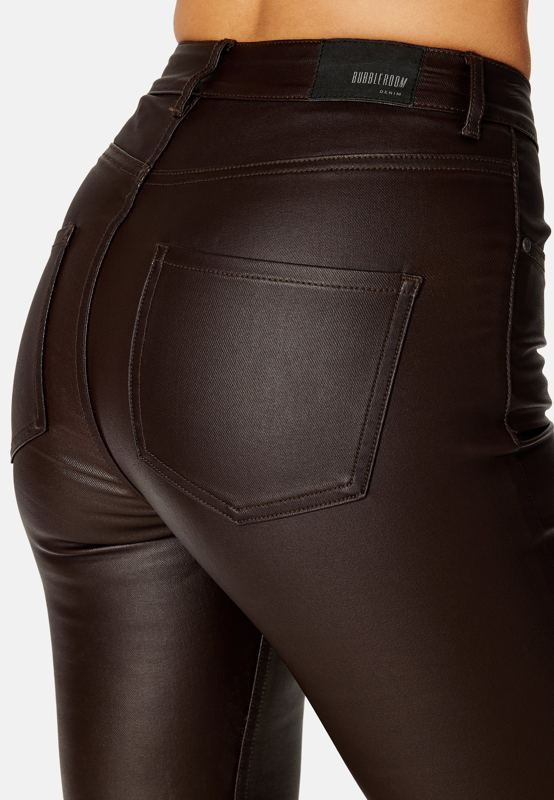 High Waist Slim Coated Jeans - Image 4