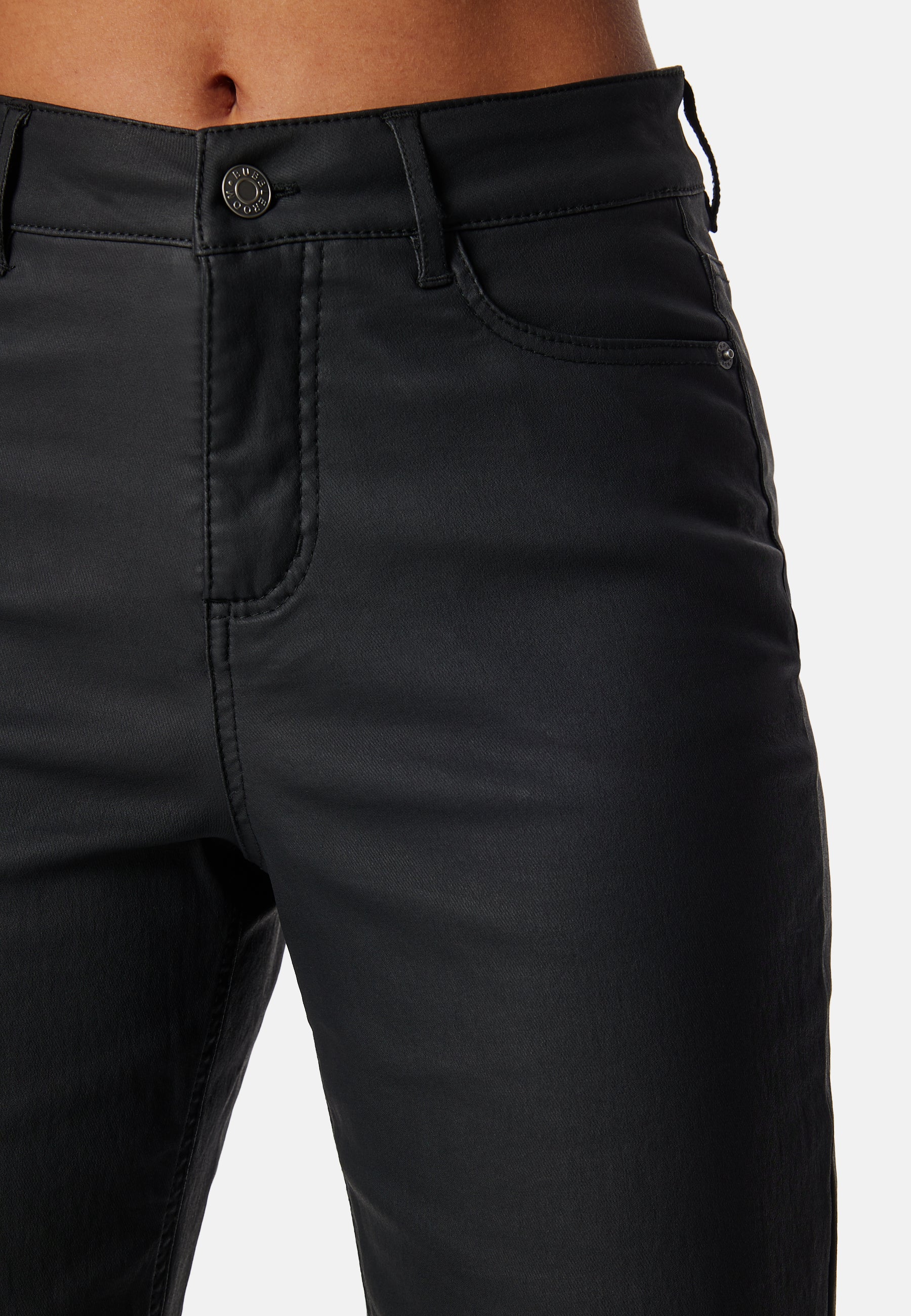 High Waist Straight Leg Coated Jeans - Image 4