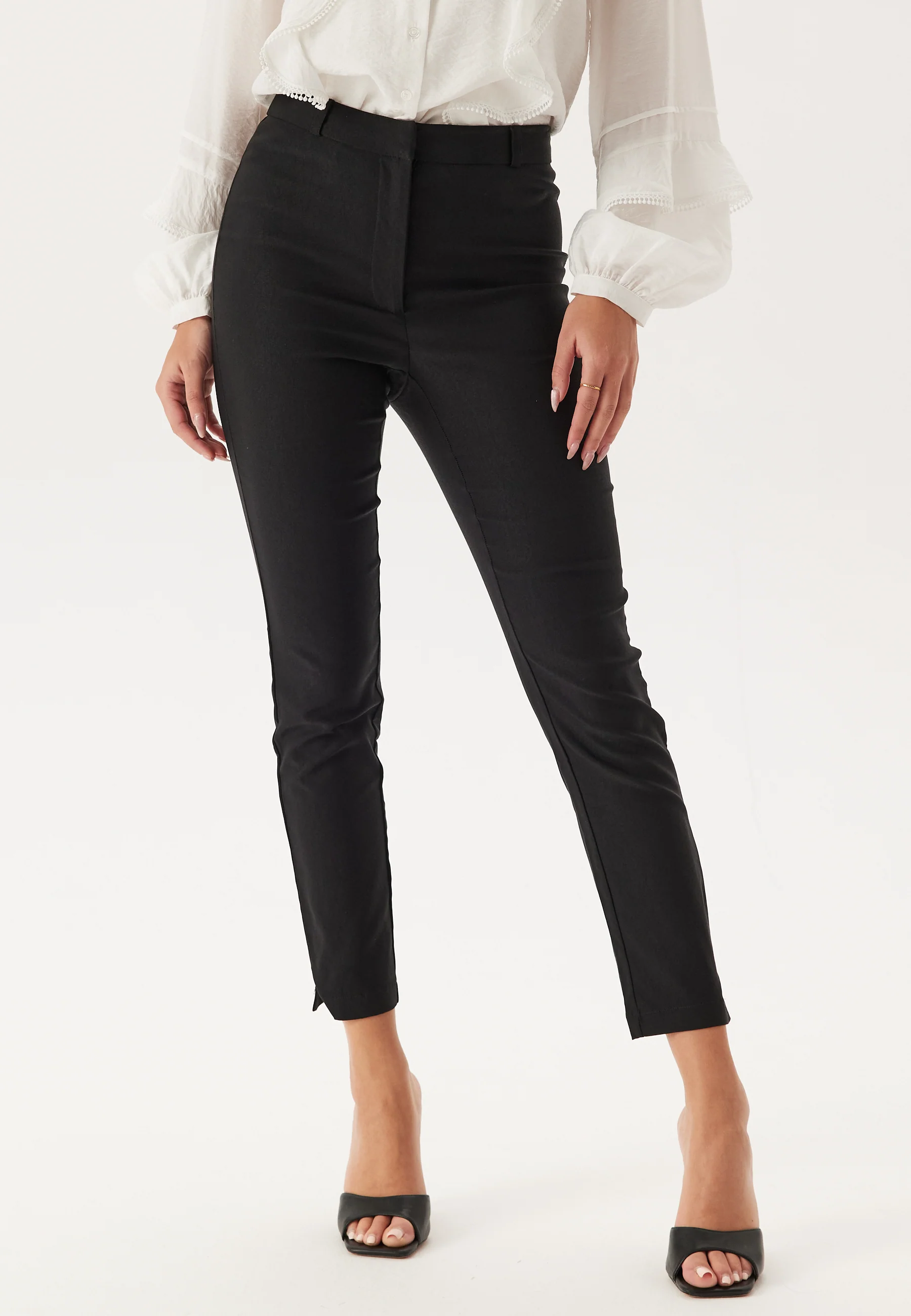 High Waist Stretchy Ankle Slit Trousers - Image 2