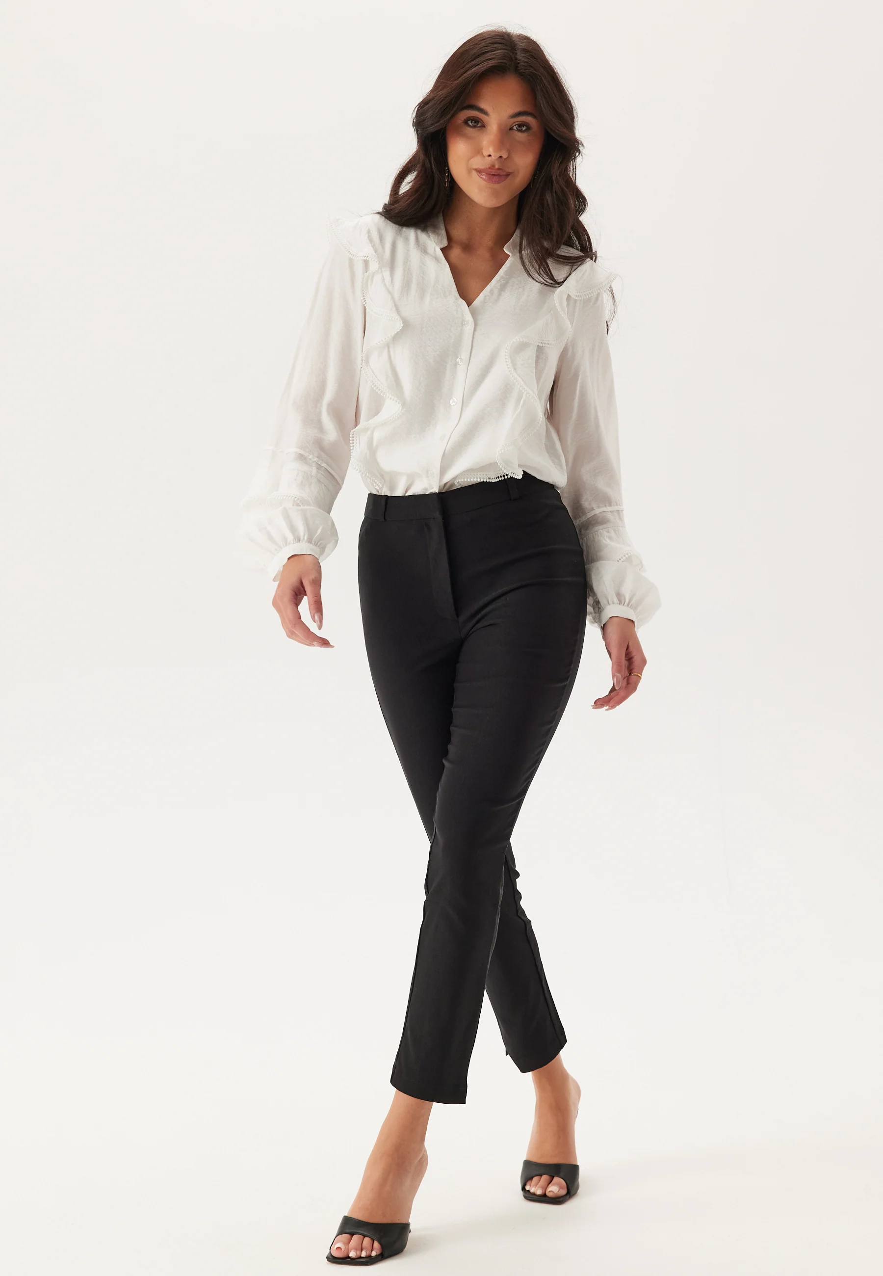 High Waist Stretchy Ankle Slit Trousers - Image 3