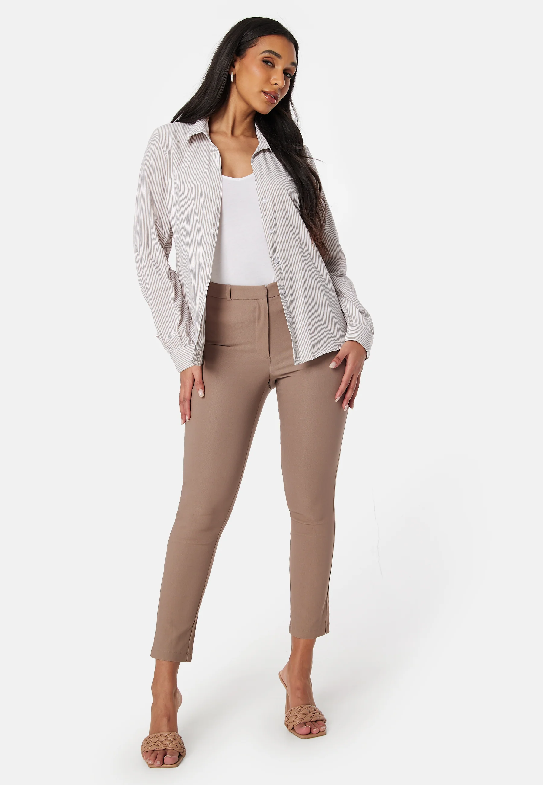 High Waist Stretchy Ankle Slit Trousers - Image 4