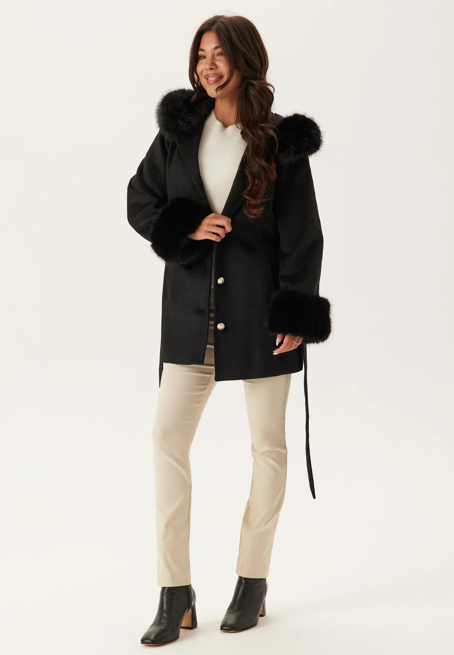 Hooded Wool Blend Coat - Image 3