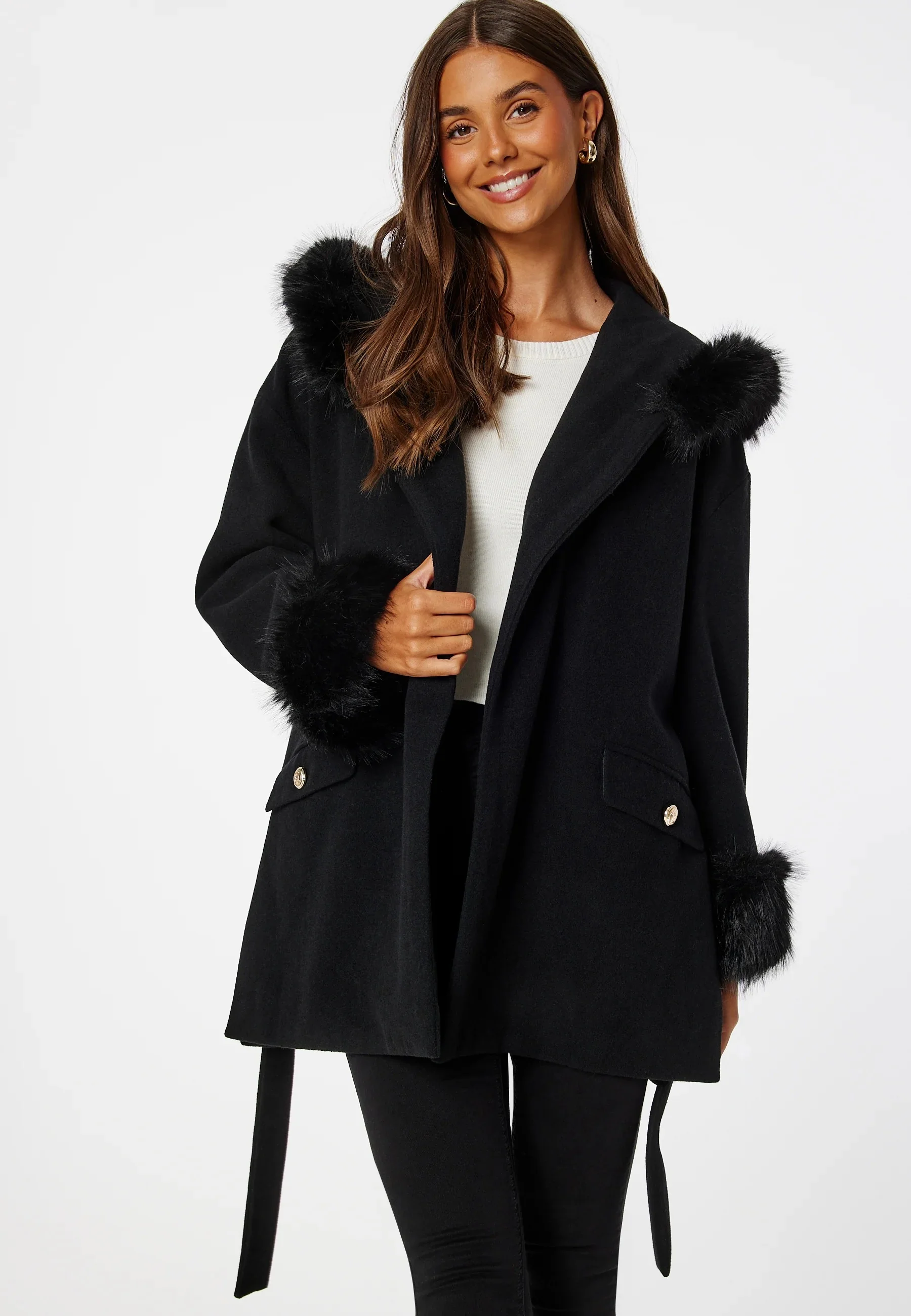 Hooded Wool Blend Coat - Image 3