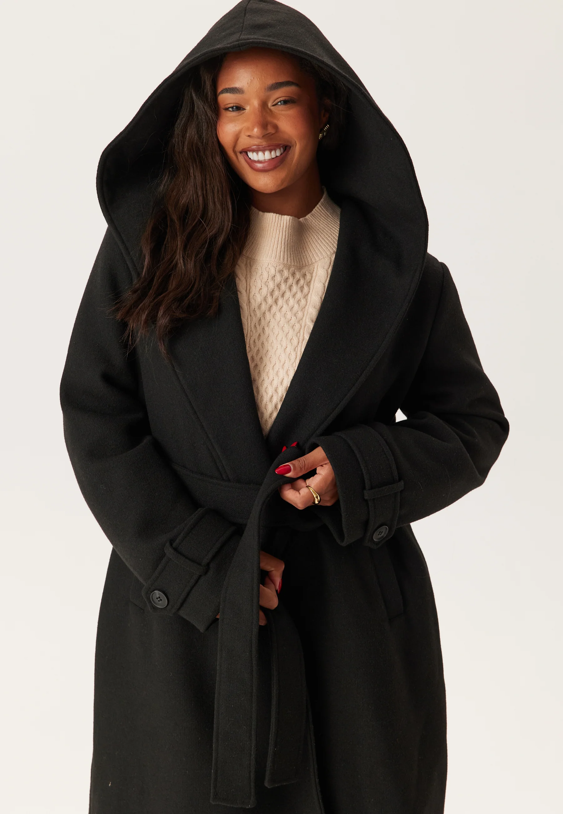 Hooded Wool Mix Coat - Image 10