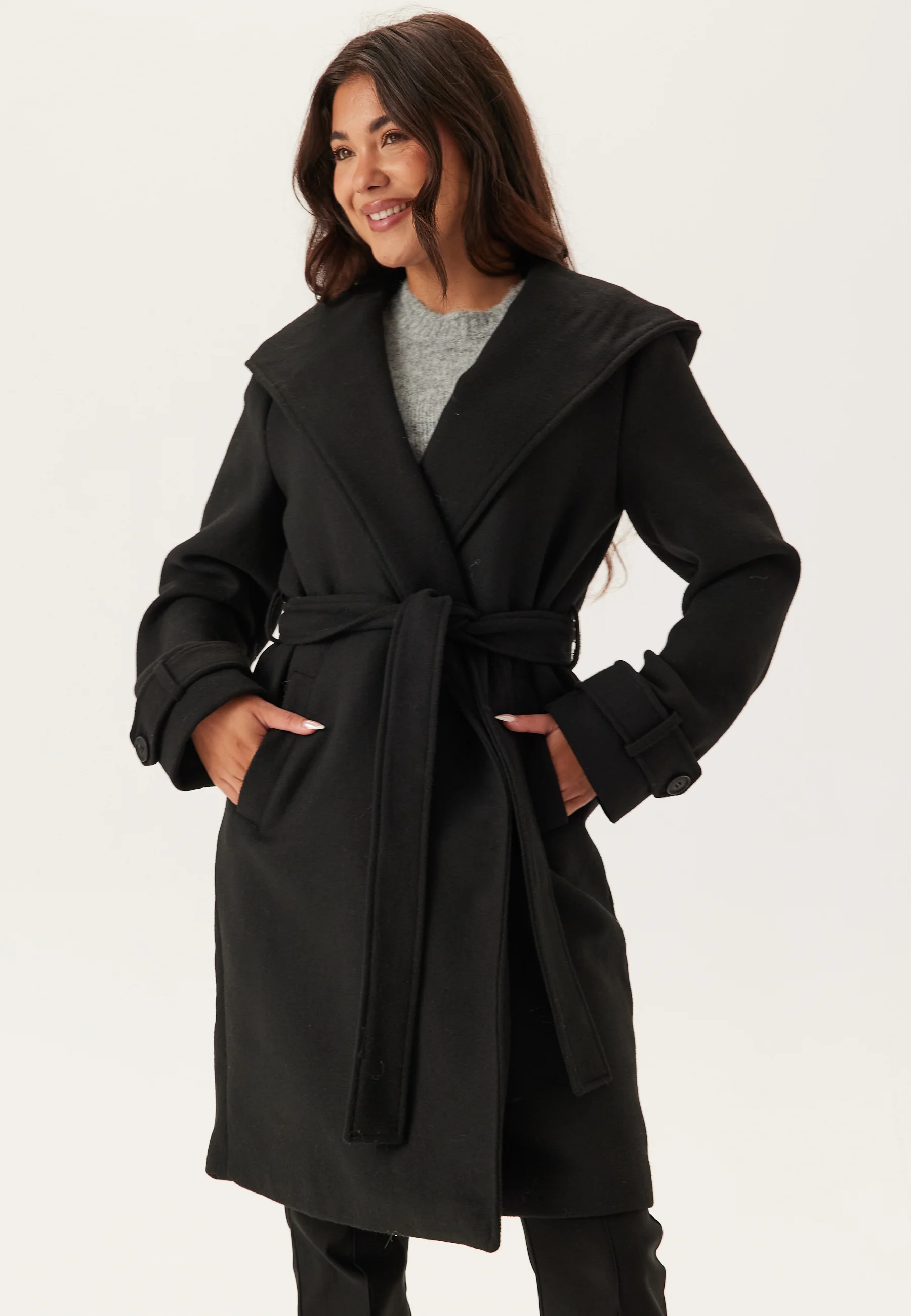 Hooded Wool Mix Coat - Image 3