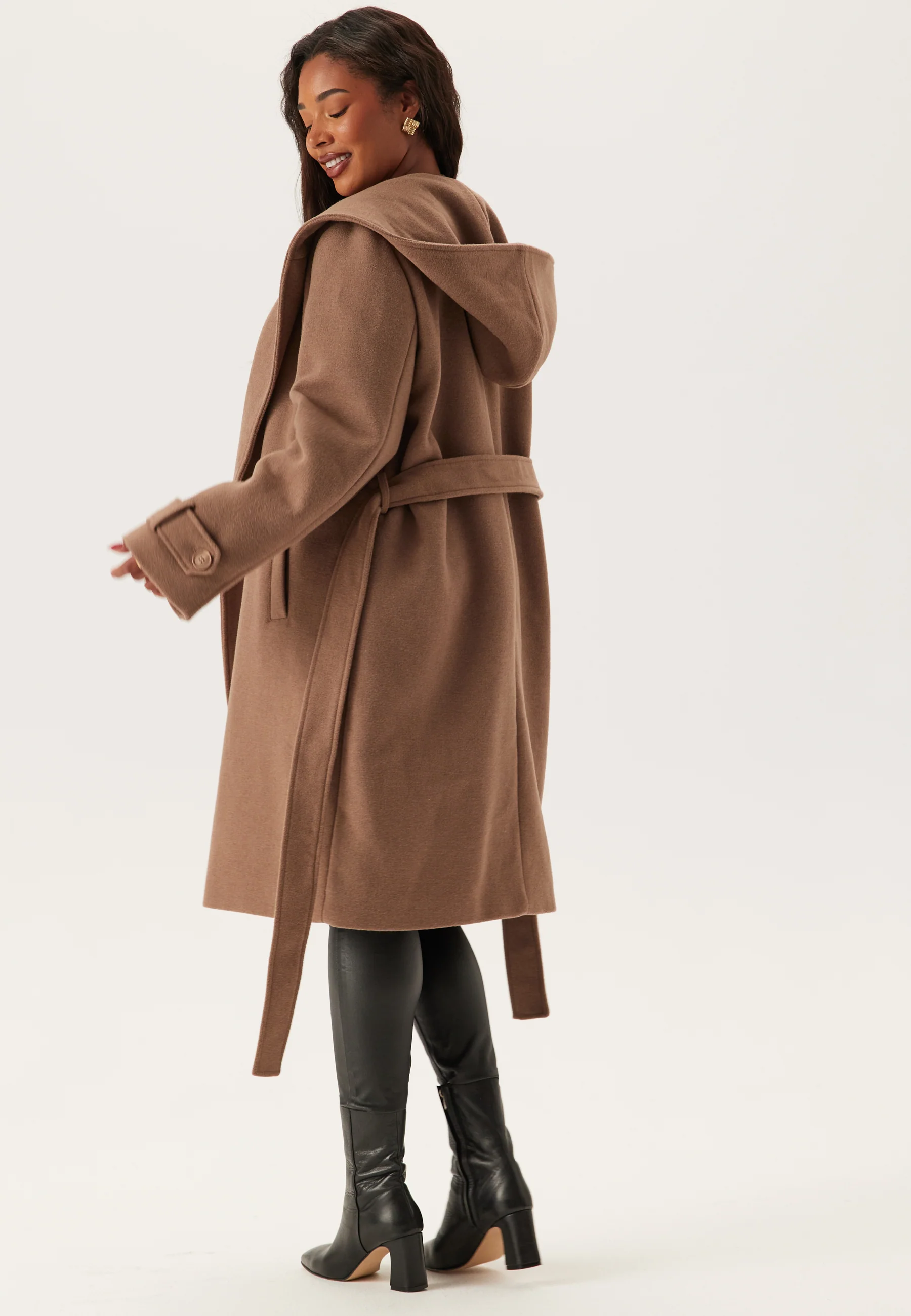 Hooded Wool Mix Coat - Image 6