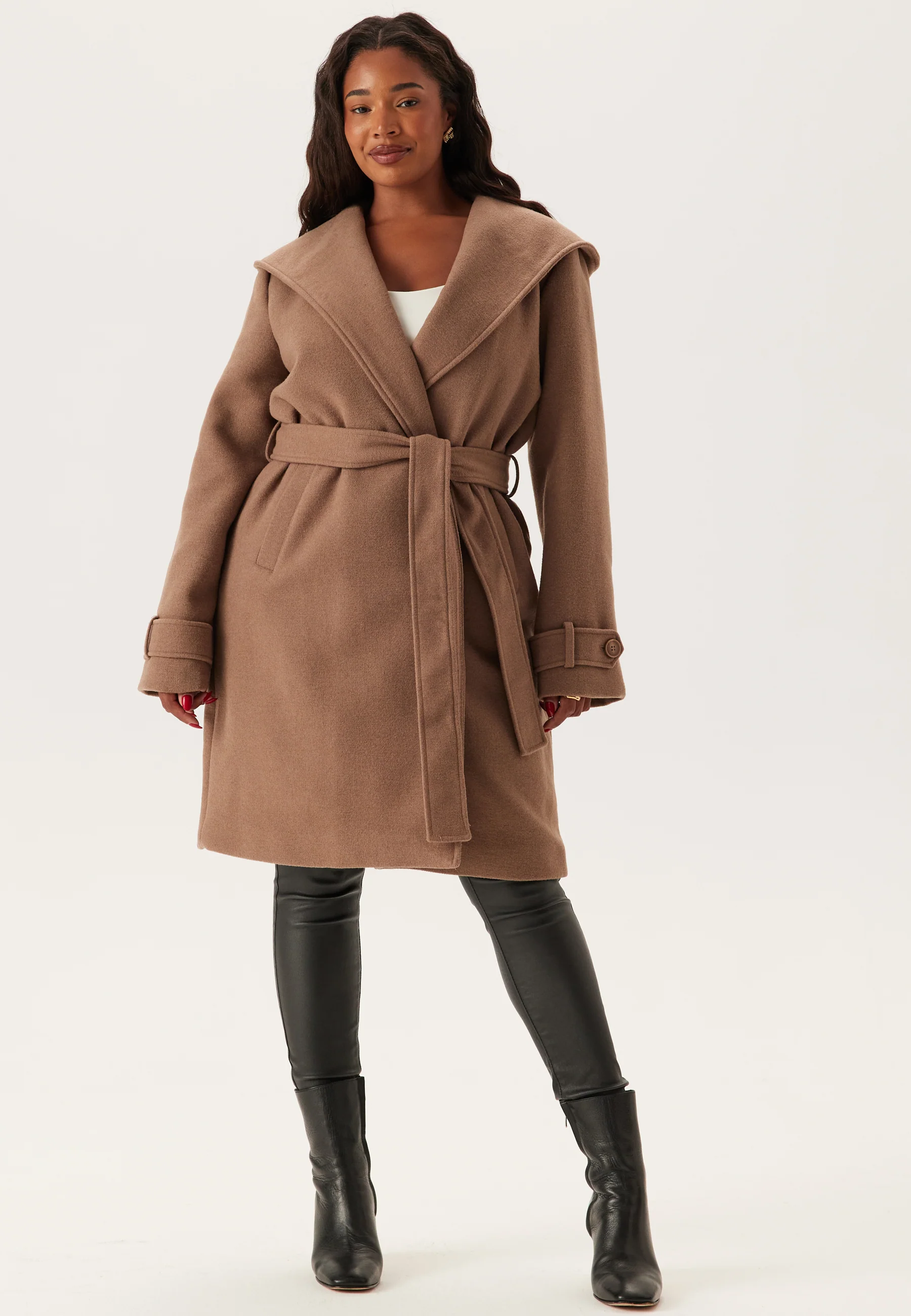 Hooded Wool Mix Coat - Image 7