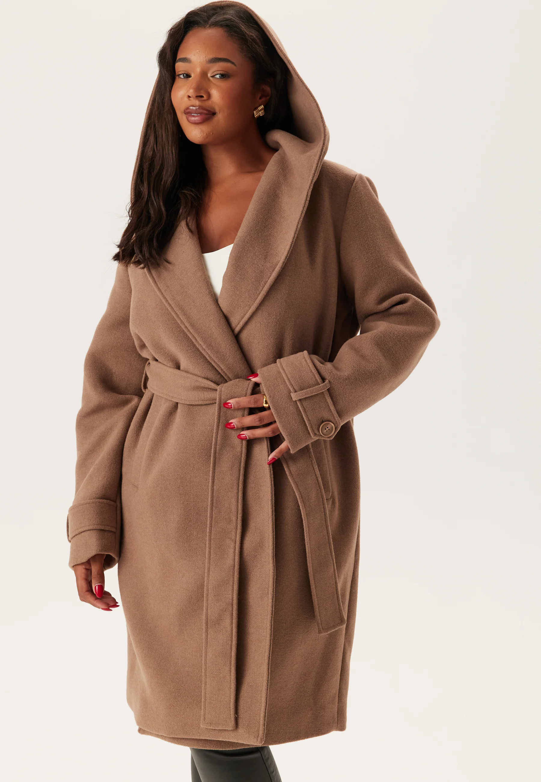 Hooded Wool Mix Coat - Image 9