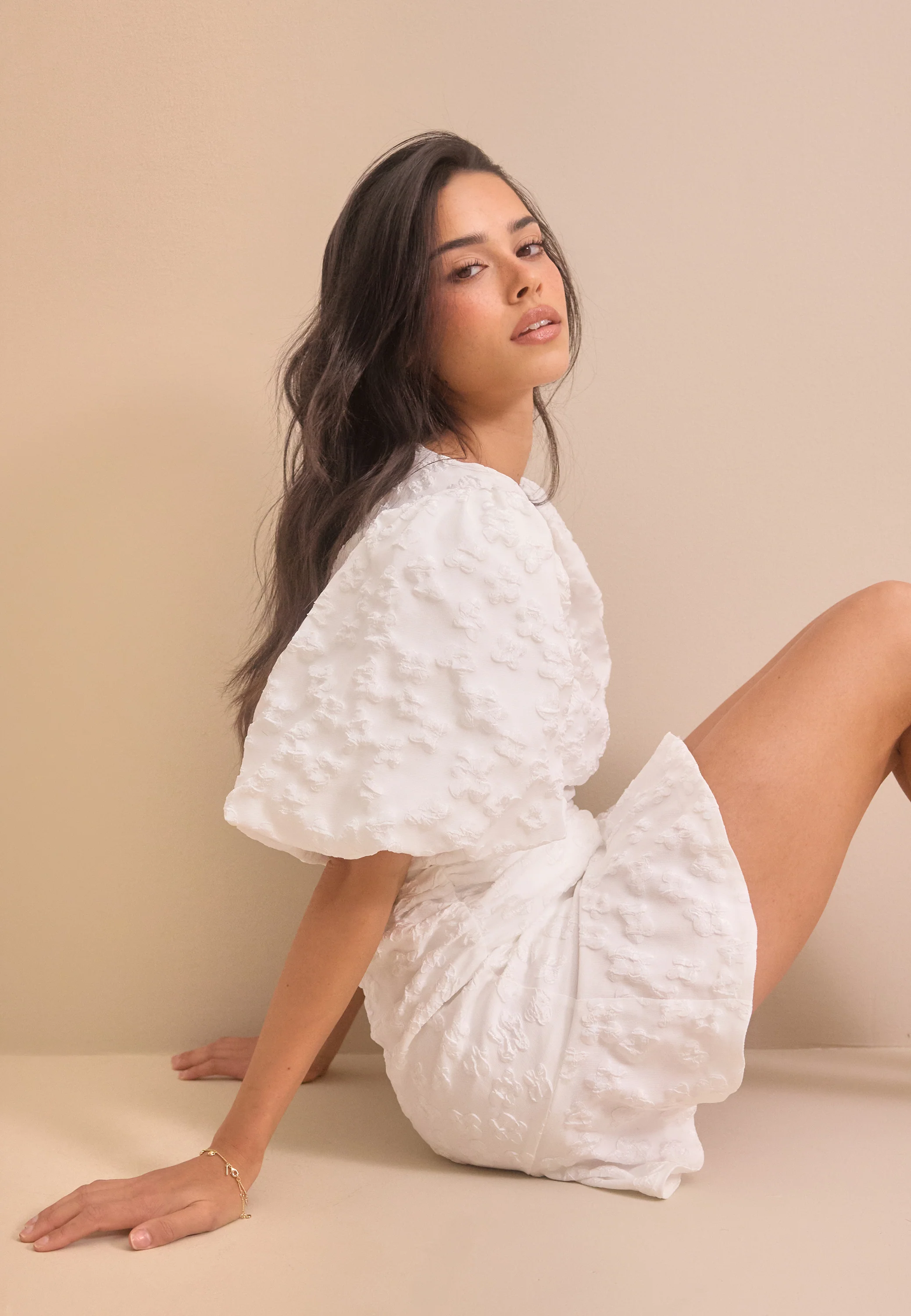 Jacquard Flounce Short Dress - Image 2