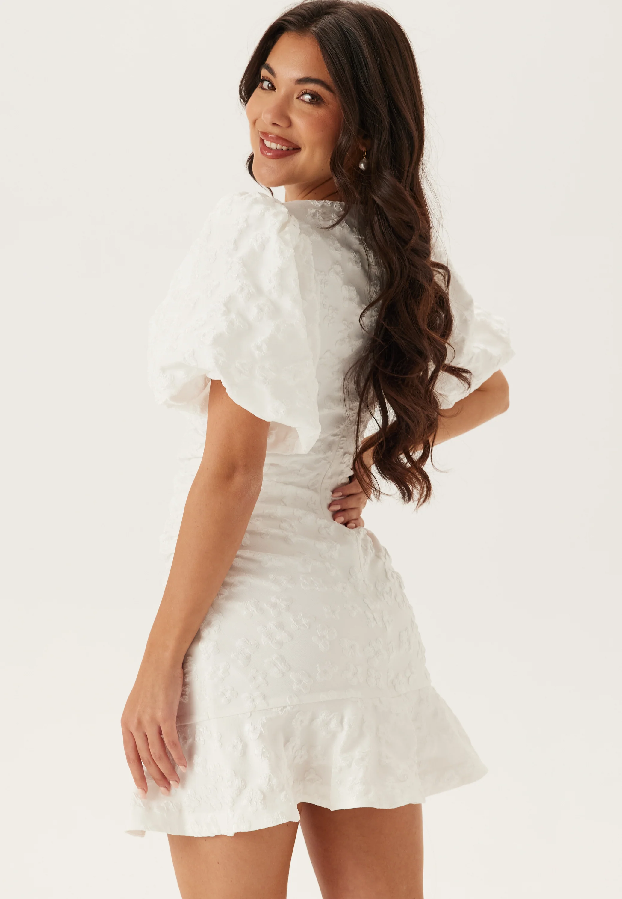 Jacquard Flounce Short Dress - Image 5