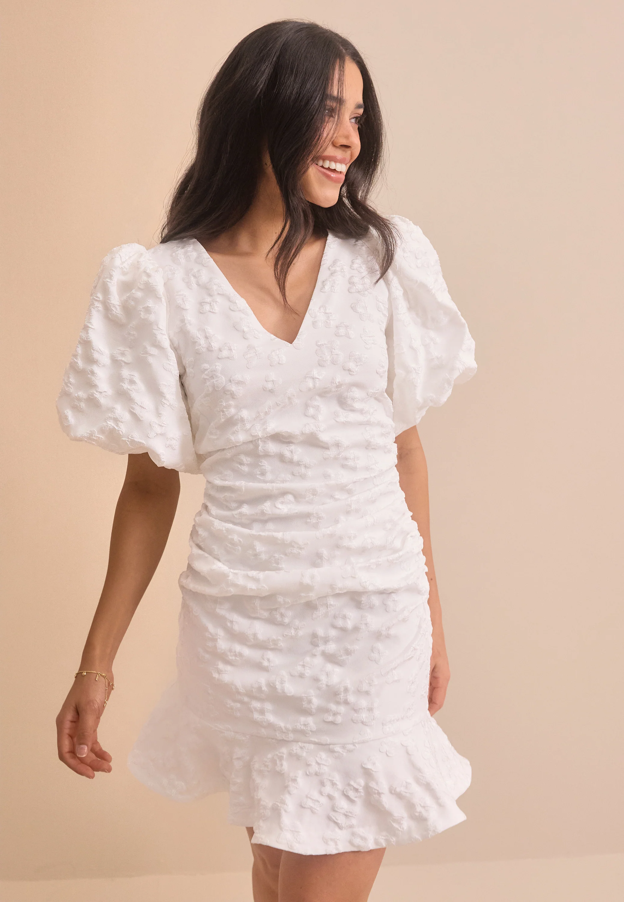 Jacquard Flounce Short Dress - Image 9