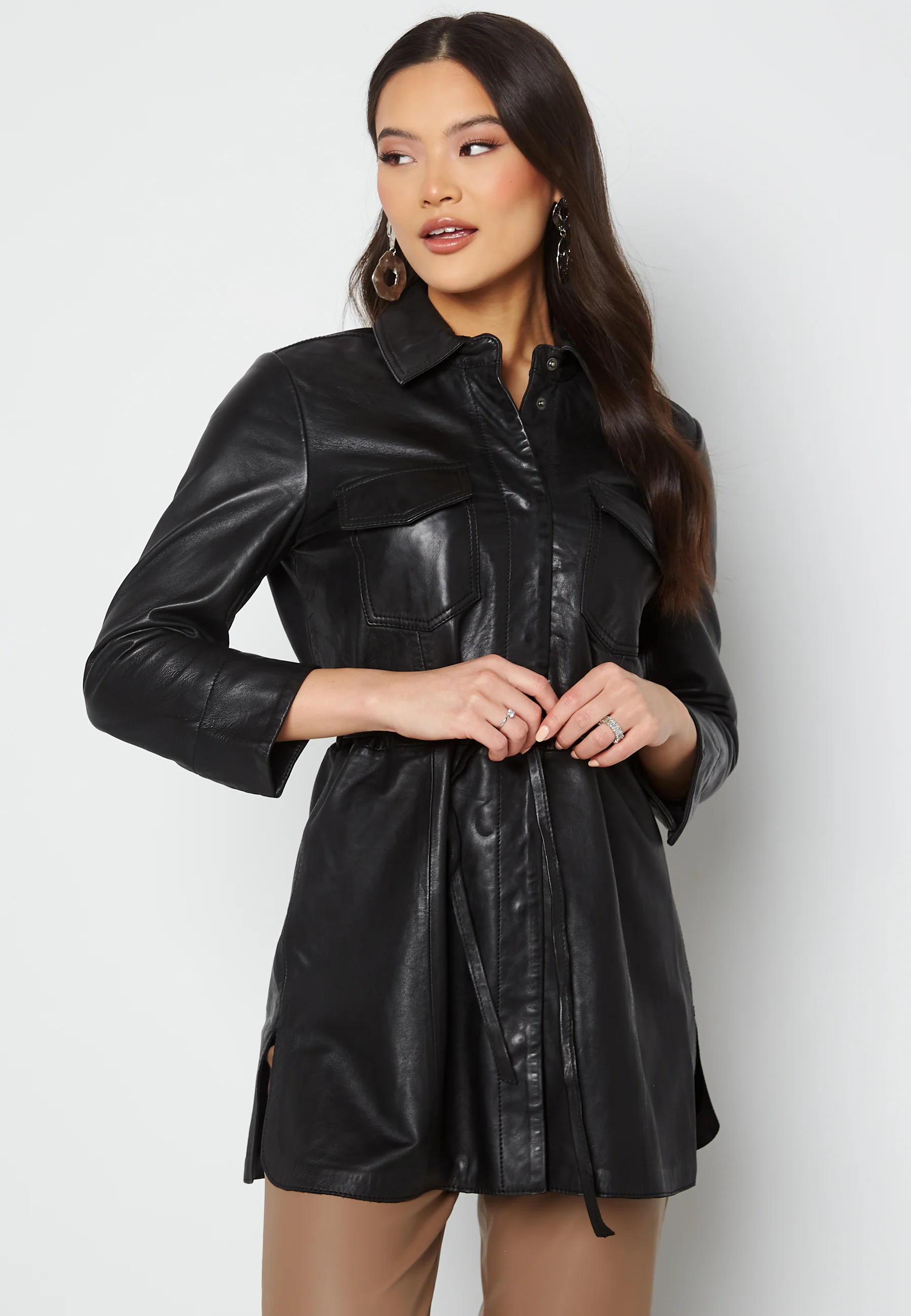 Jane Leather Shirt Dress