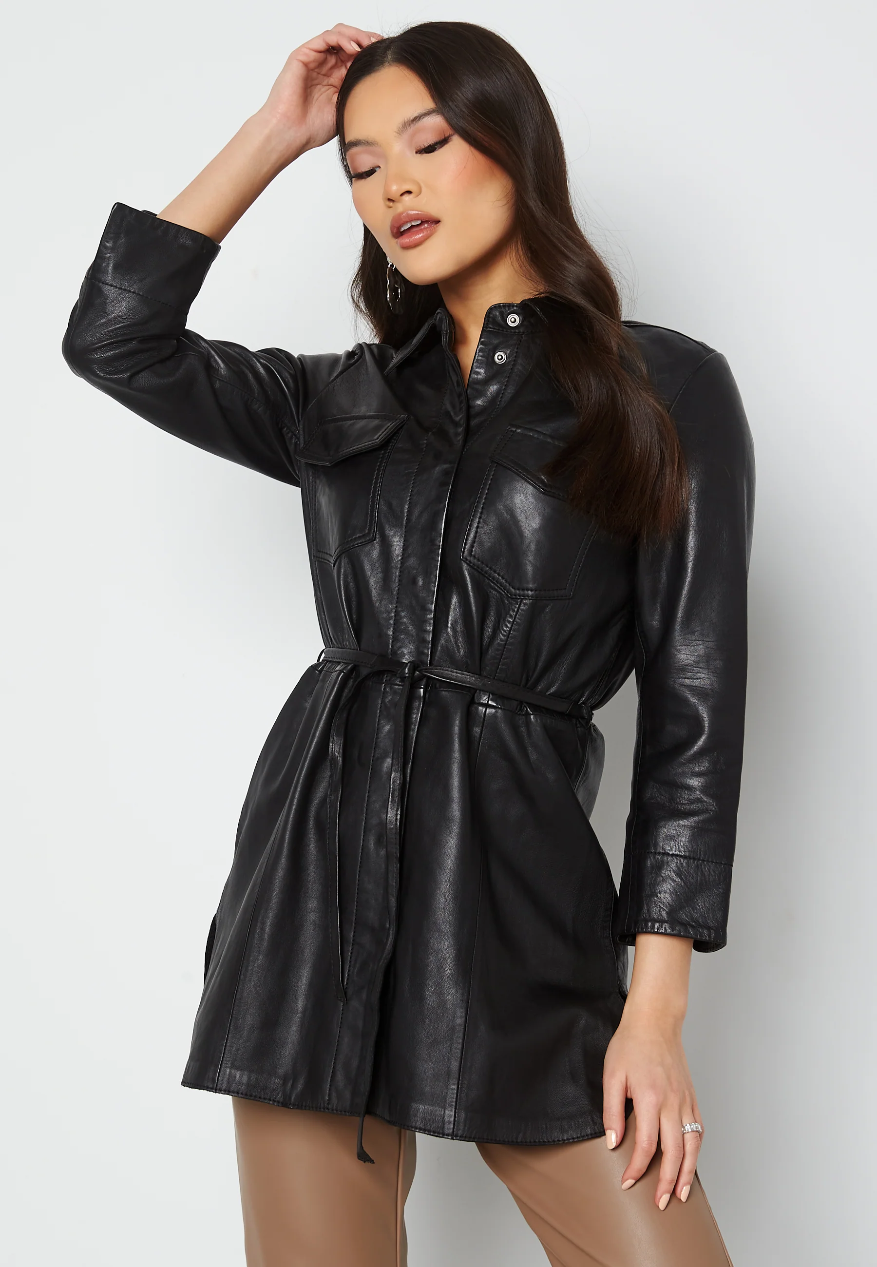 Jane Leather Shirt Dress - Image 5