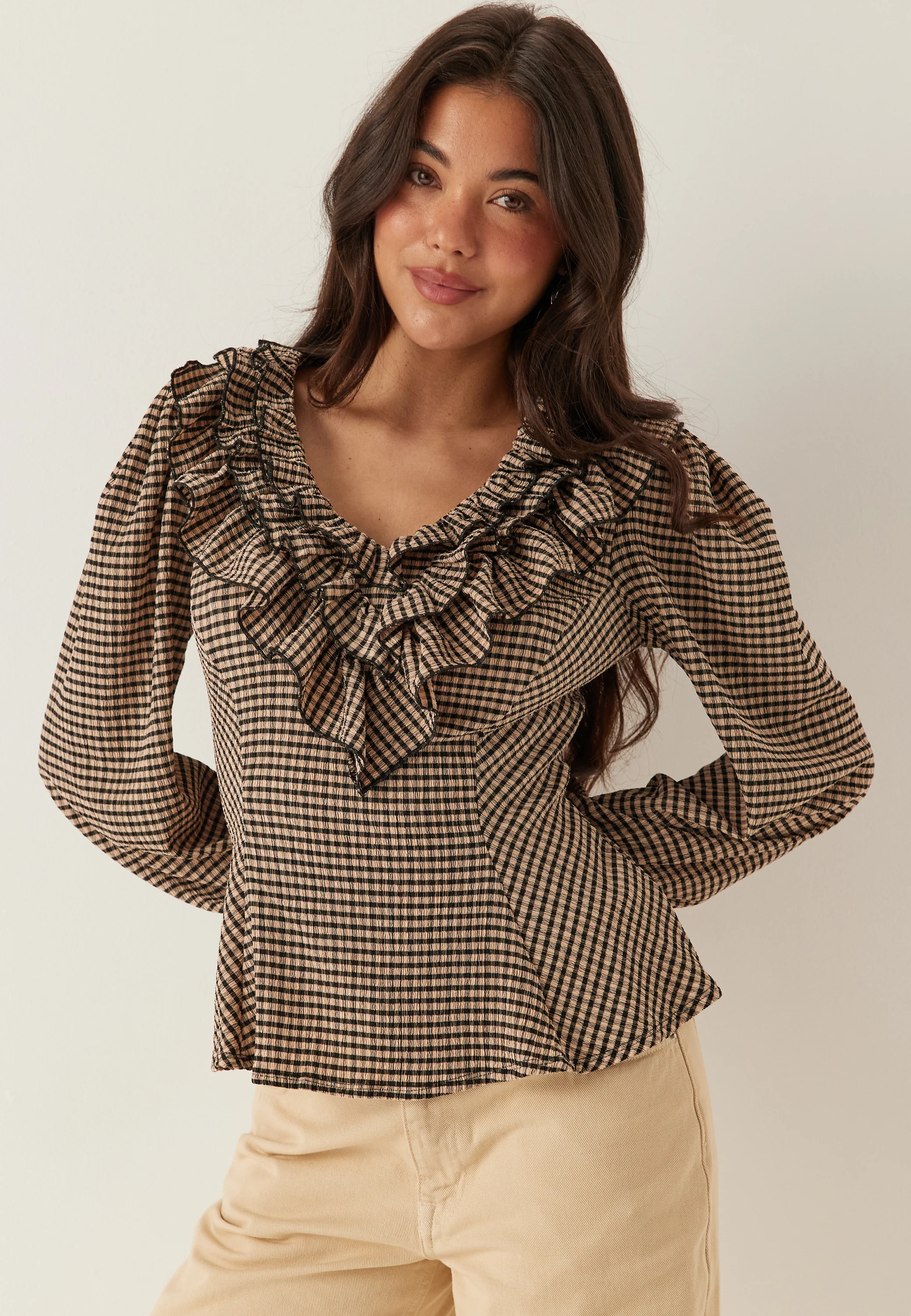 Jersey  Frill Peplum Blouse - Image 5