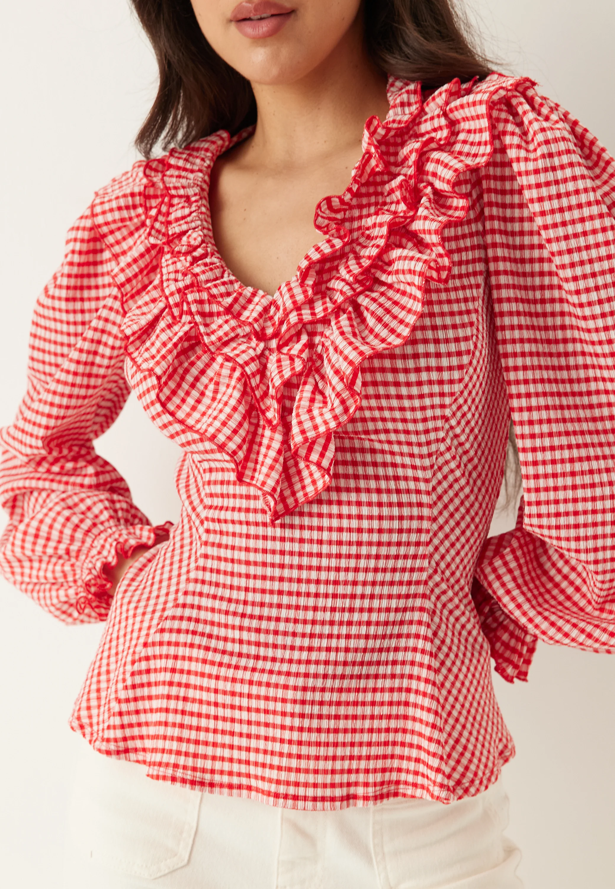 Jersey  Frill Peplum Blouse - Image 2